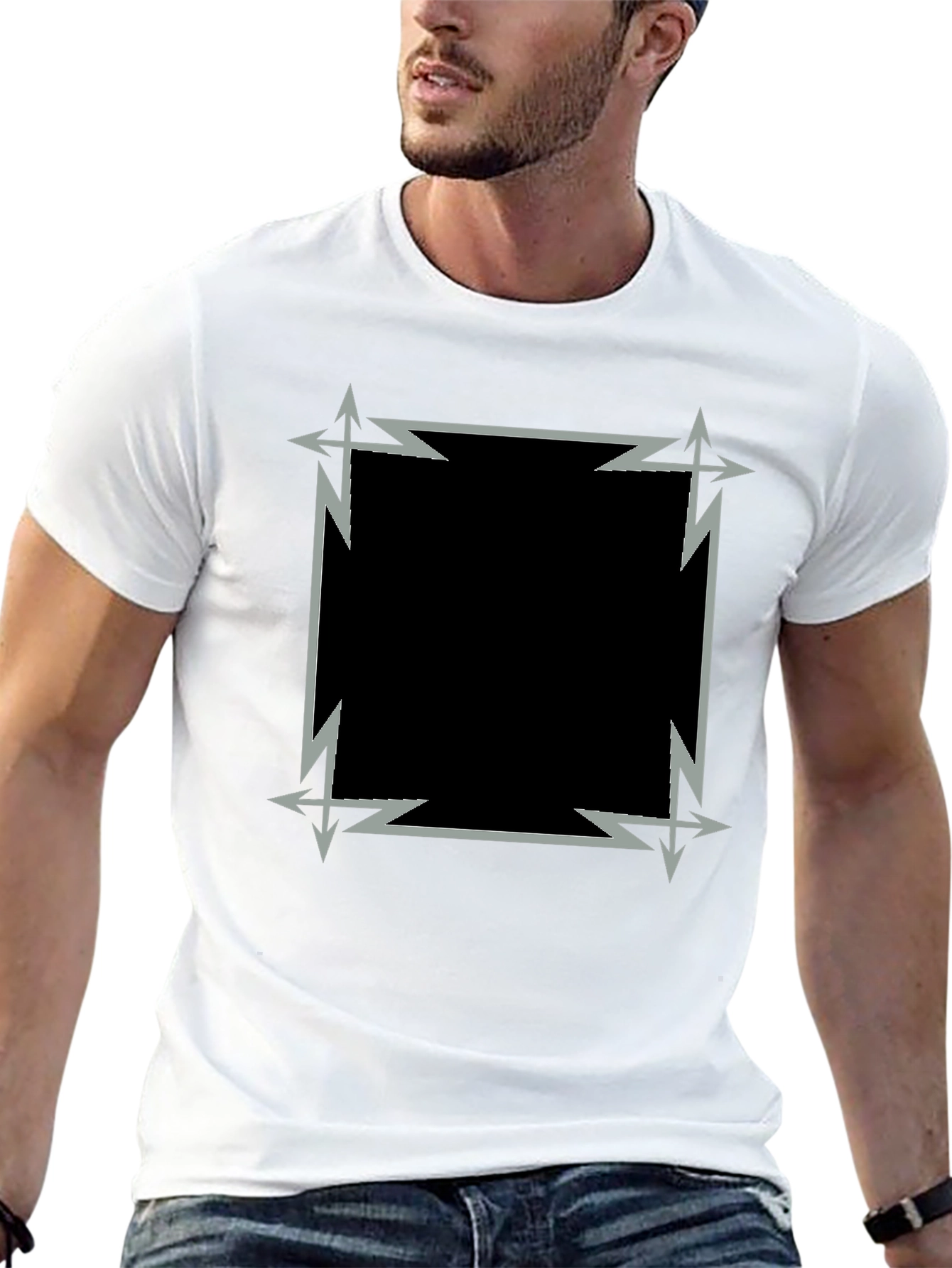 Edgy Geometric Graphic Black Tee