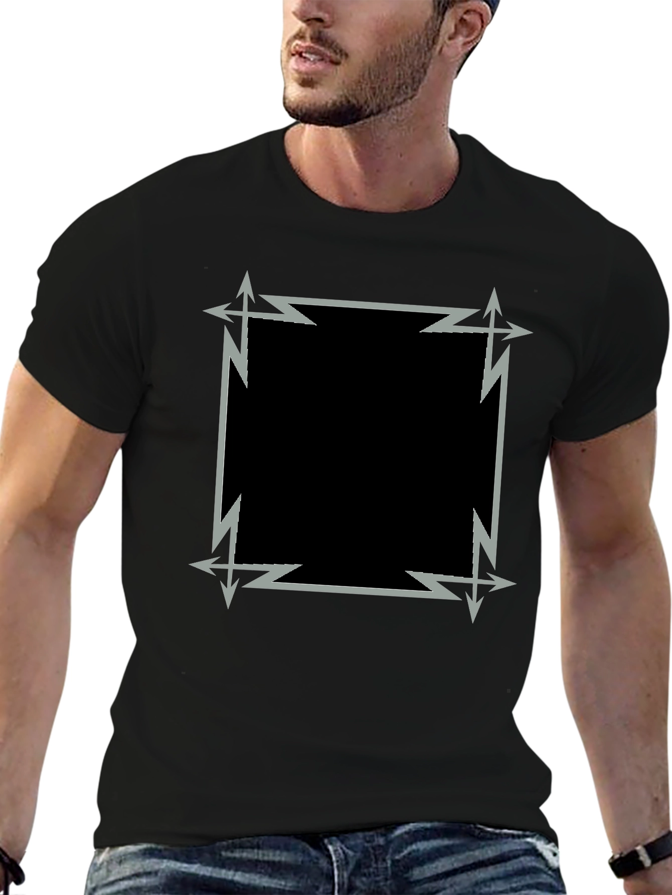 Edgy Geometric Graphic Black Tee