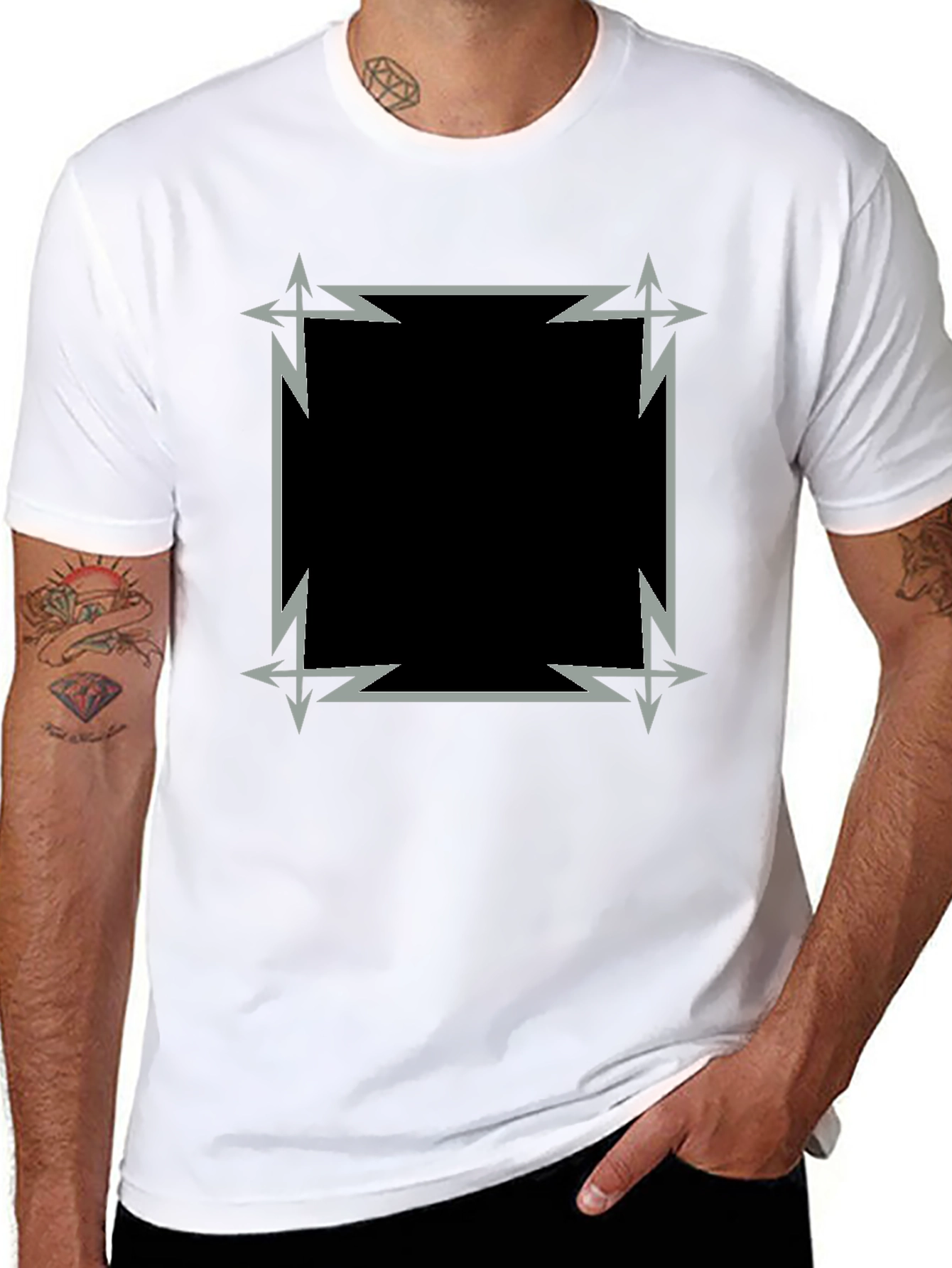 Edgy Geometric Graphic Black Tee