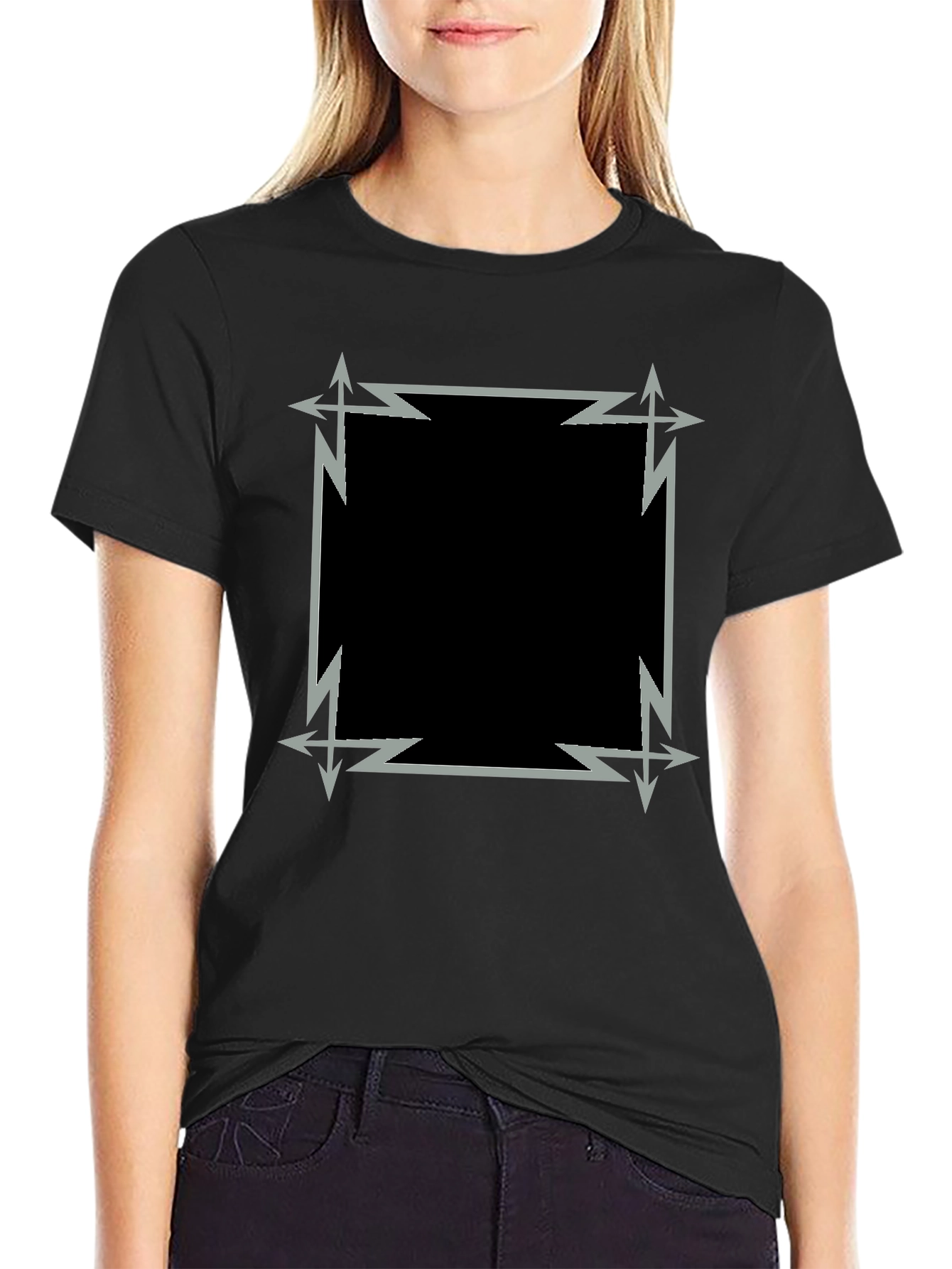 Edgy Geometric Graphic Black Tee