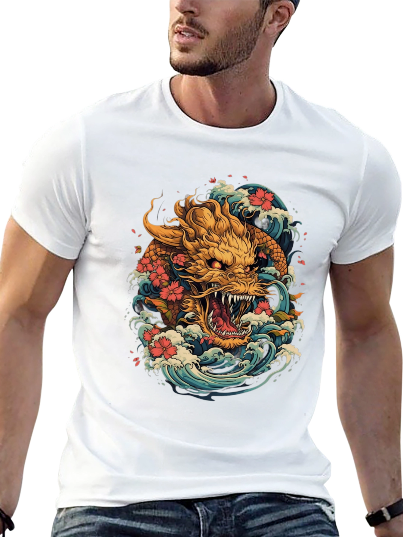 Japanese Dragon Wave Graphic Tee