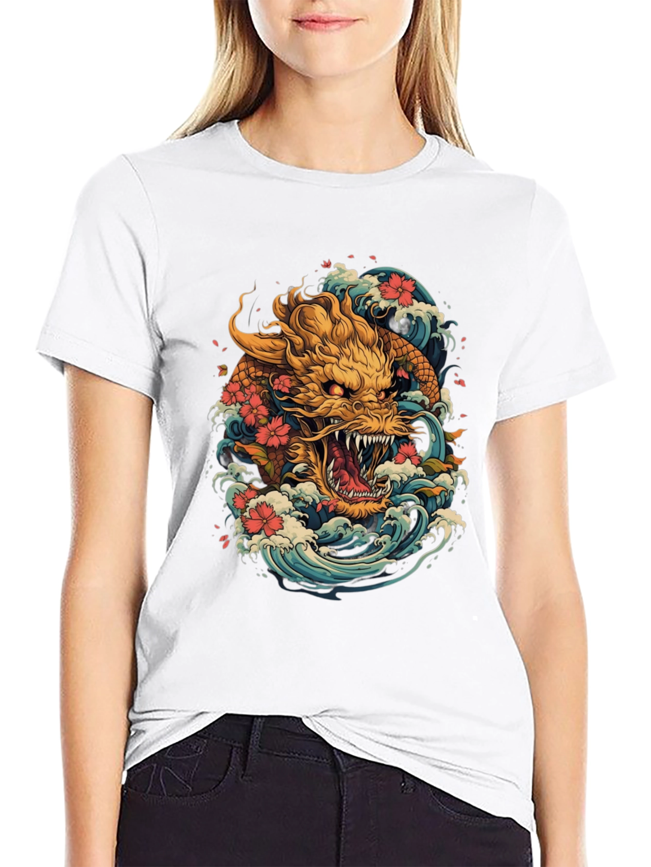 Japanese Dragon Wave Graphic Tee