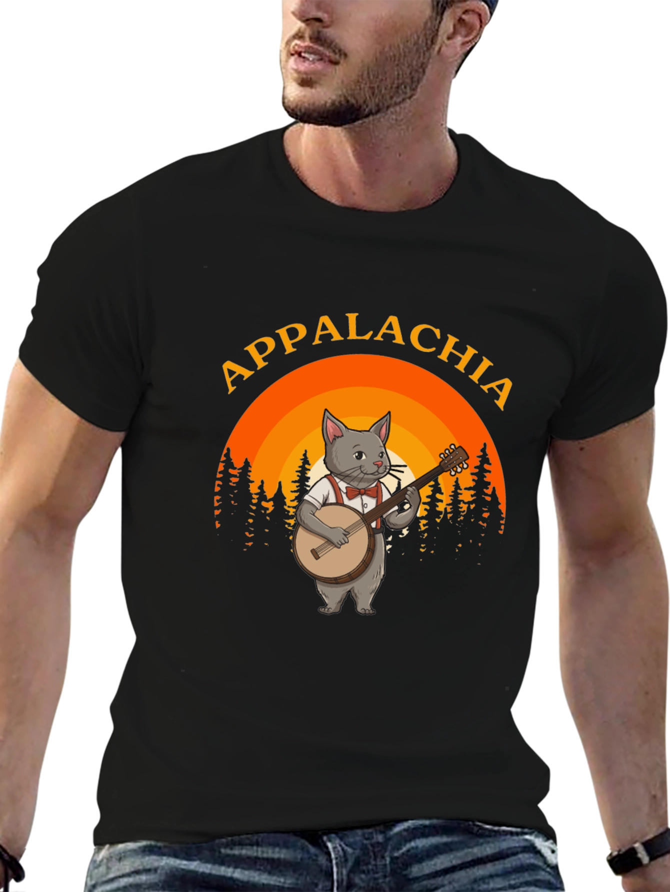 Appalachia Cat Banjo T-Shirt - Mountain Music Tee