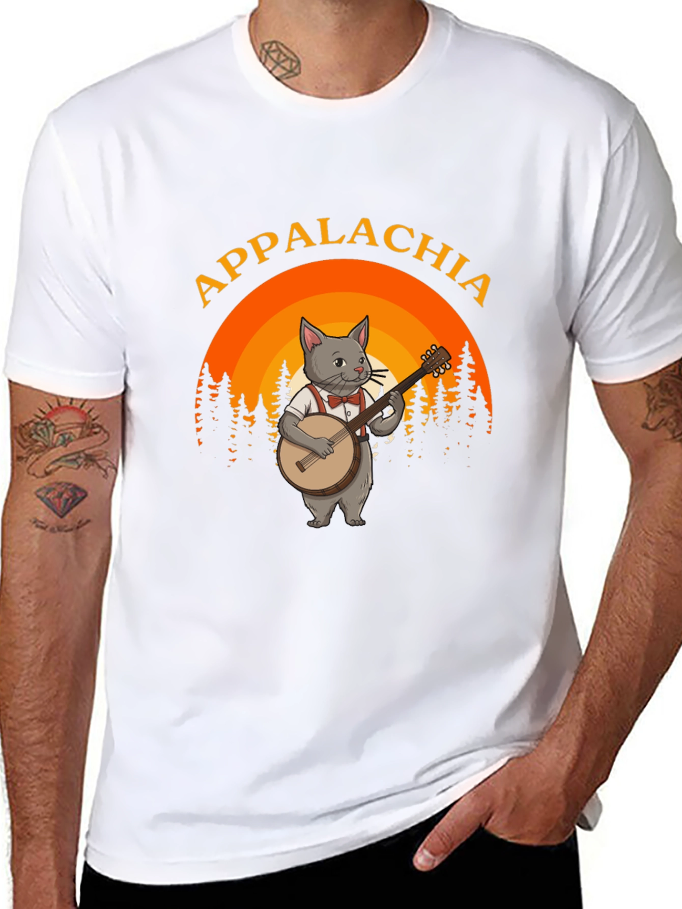 Appalachia Cat Banjo T-Shirt - Mountain Music Tee
