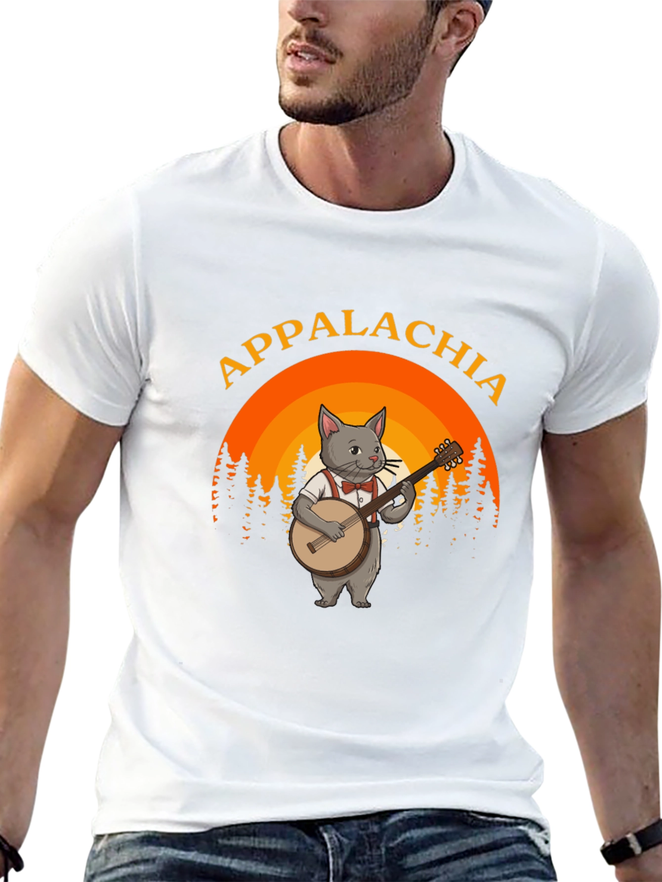 Appalachia Cat Banjo T-Shirt - Mountain Music Tee