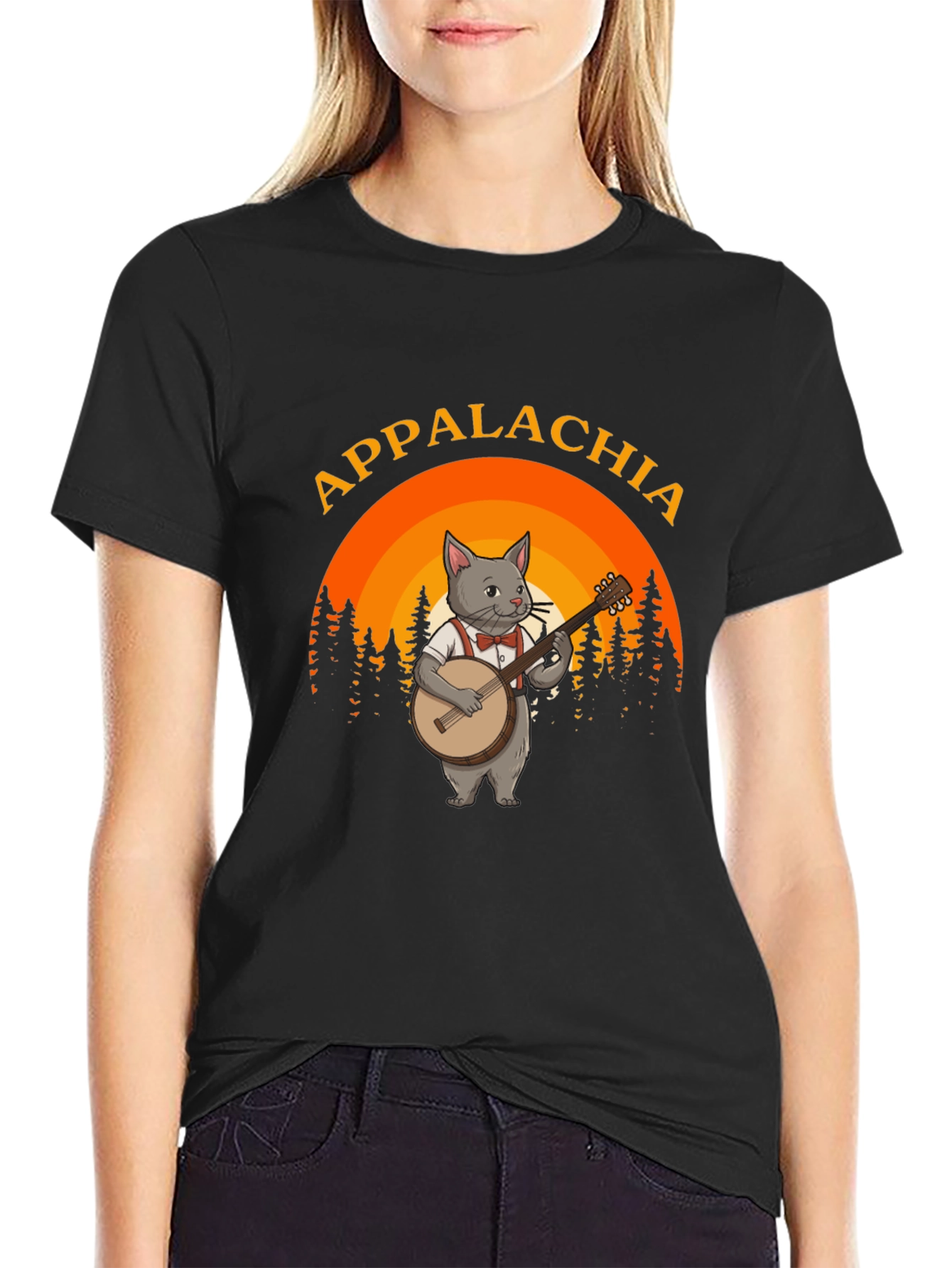 Appalachia Cat Banjo T-Shirt - Mountain Music Tee