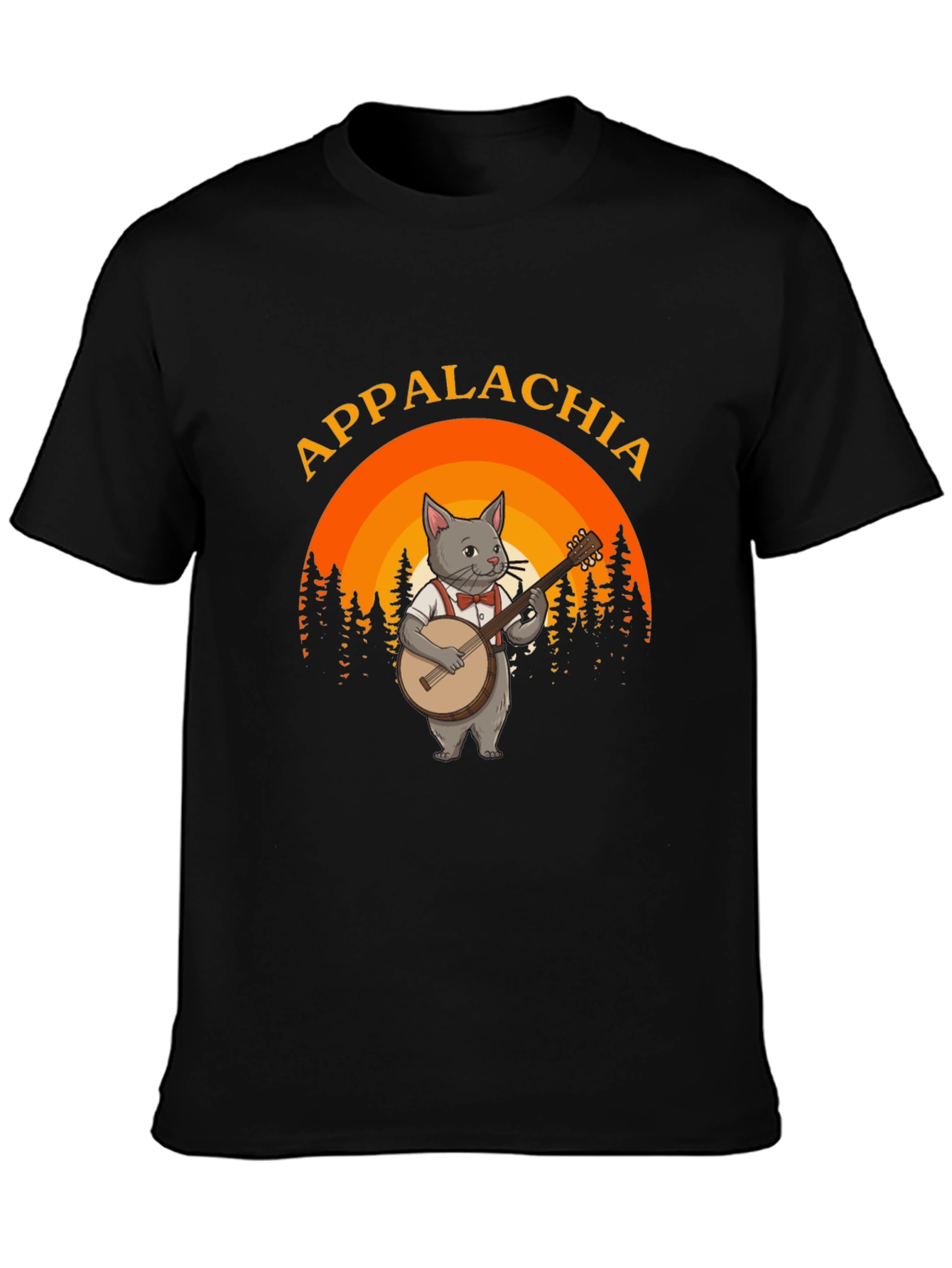 Appalachia Cat Banjo T-Shirt - Mountain Music Tee