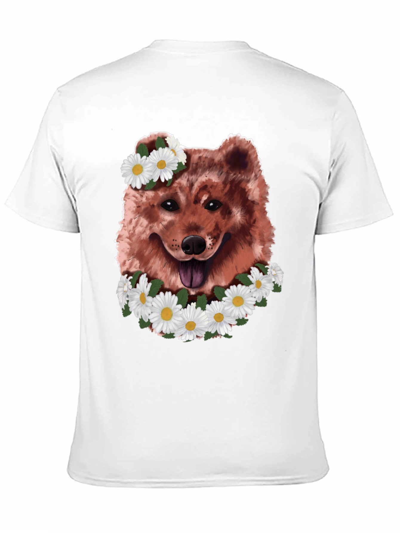 Dog with Daisy Wreath Graphic Tee - Black