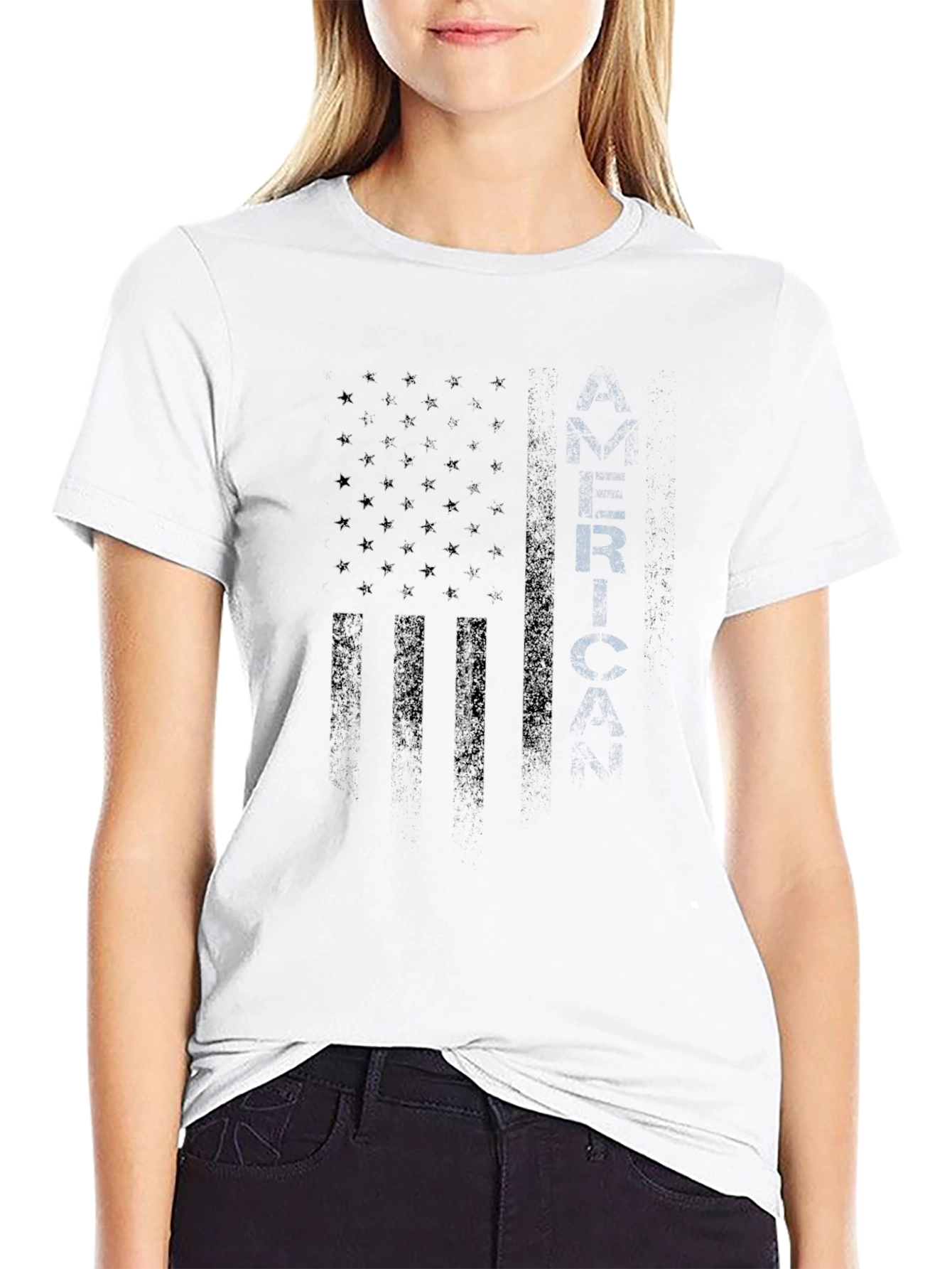 Mens Black American Flag Graphic T-Shirt