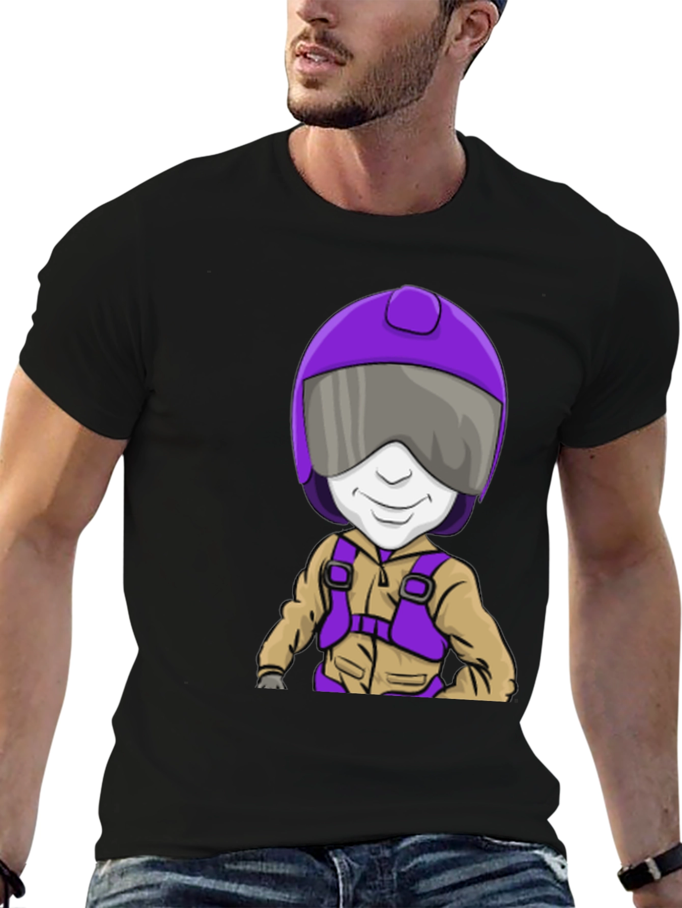 Cool Skydiver Cartoon Graphic T-Shirt