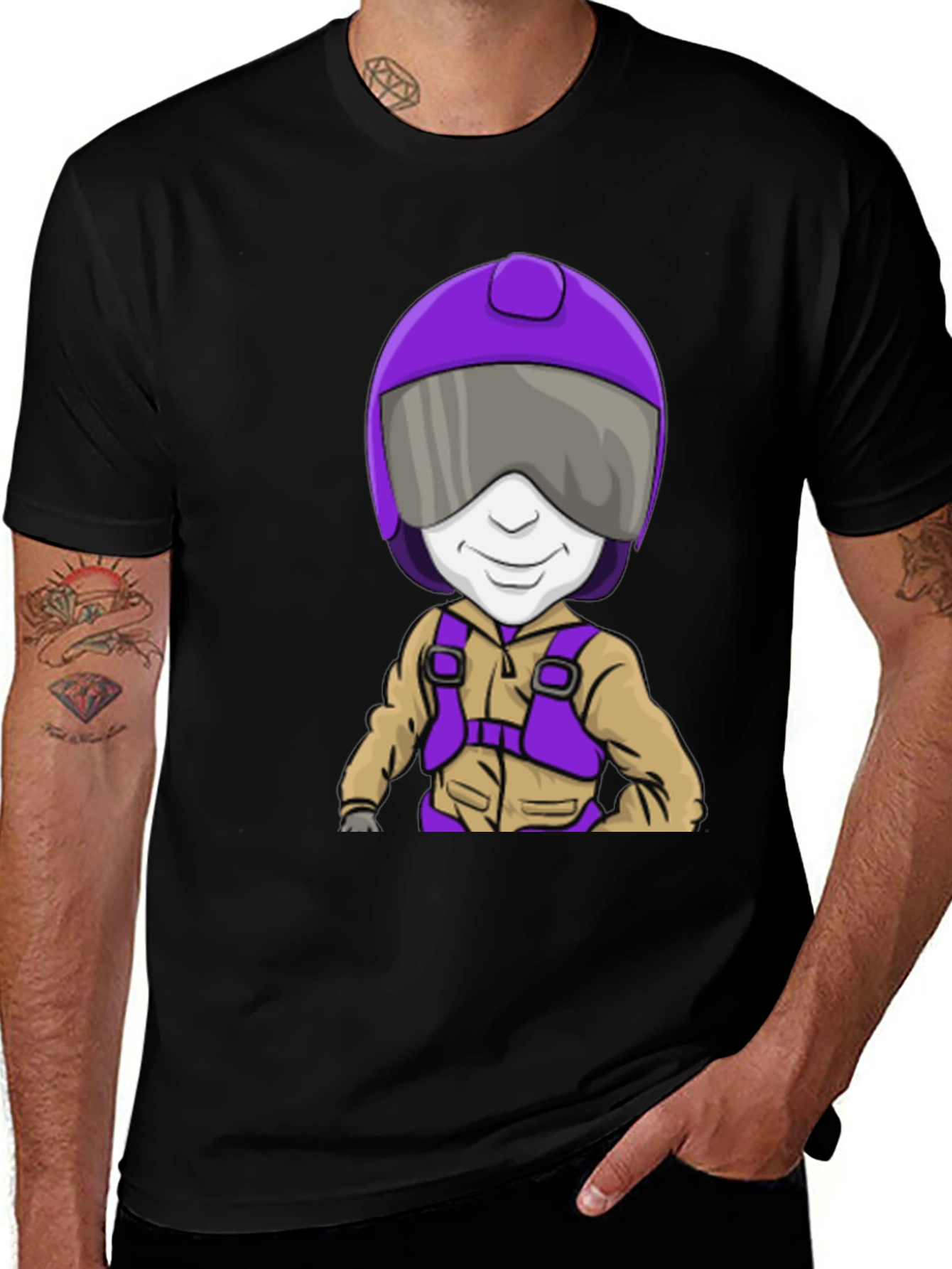 Cool Skydiver Cartoon Graphic T-Shirt