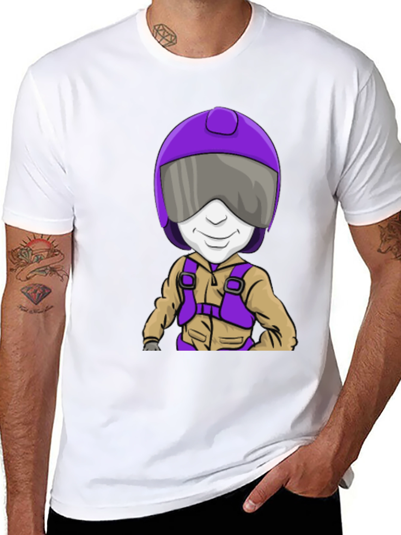 Cool Skydiver Cartoon Graphic T-Shirt