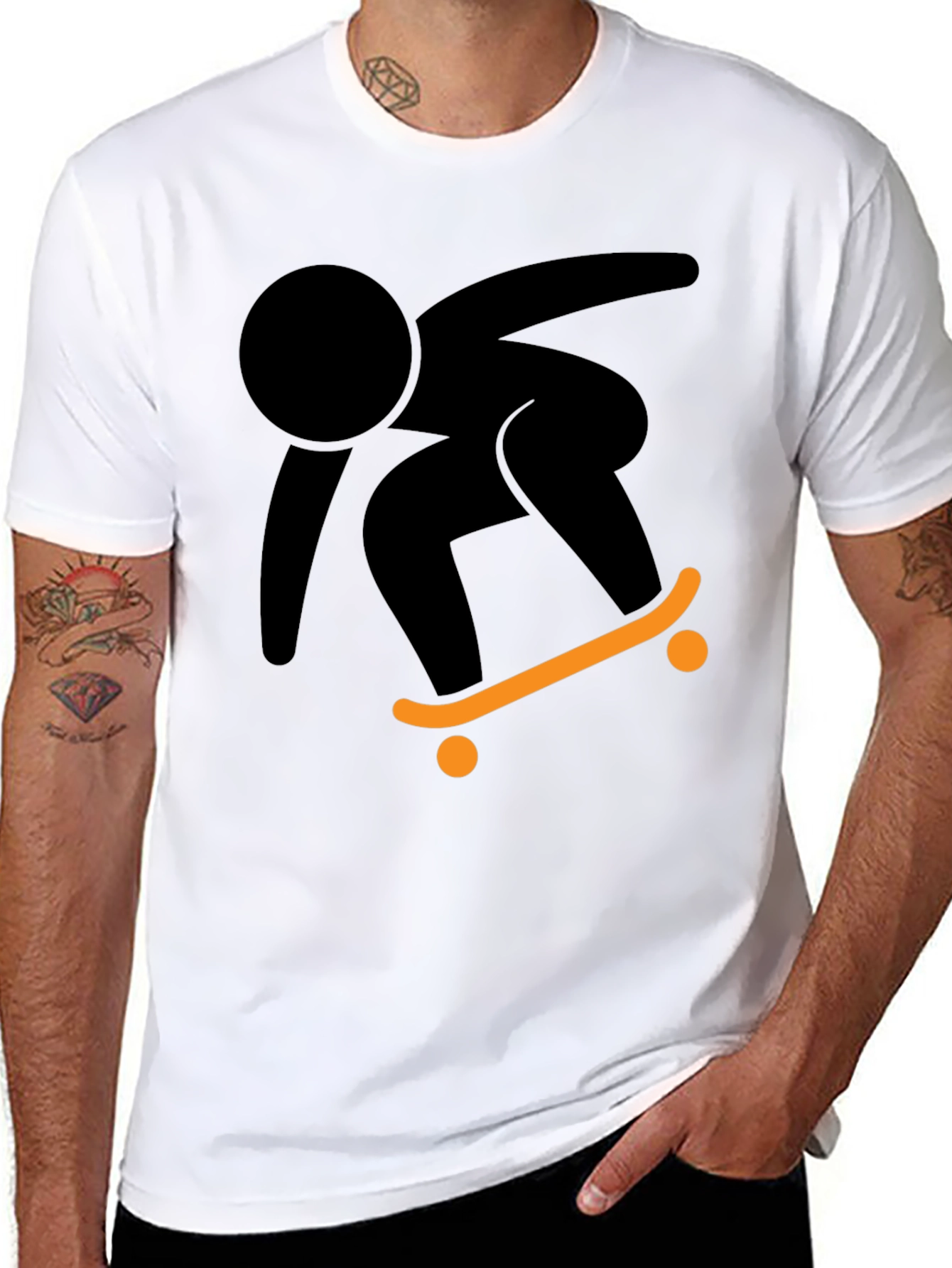 Cool Skateboarder Graphic Tee - Black