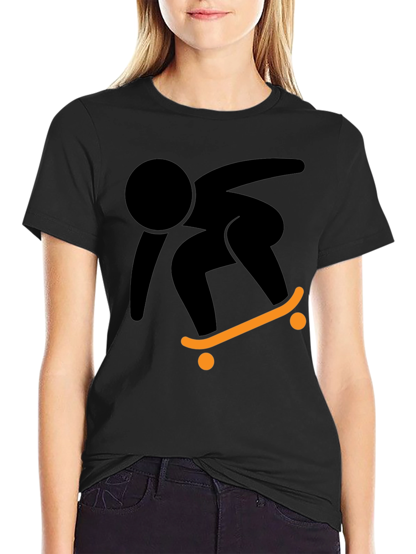 Cool Skateboarder Graphic Tee - Black