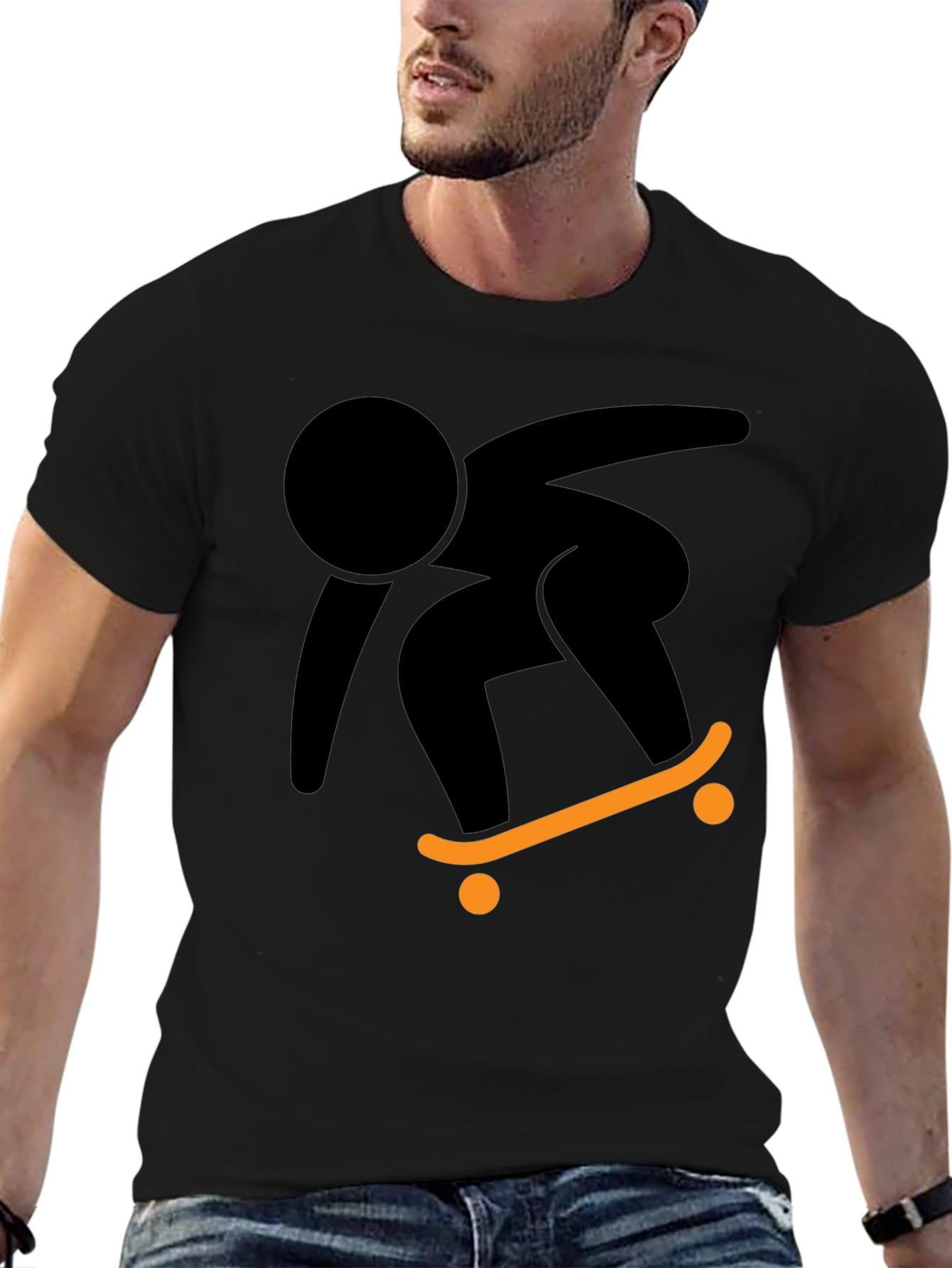 Cool Skateboarder Graphic Tee - Black