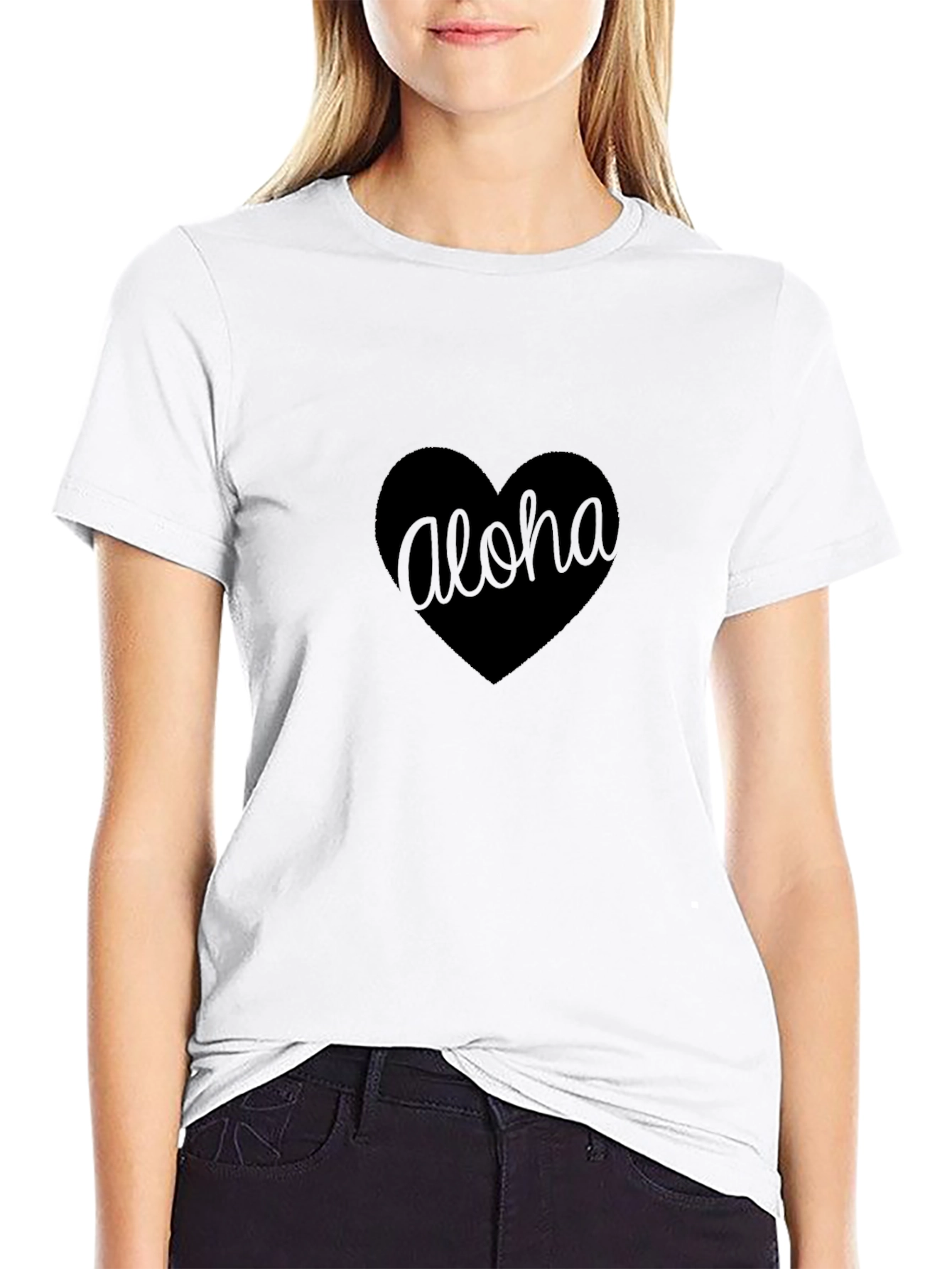 Aloha Heart Graphic Tee - Soft Black Shirt