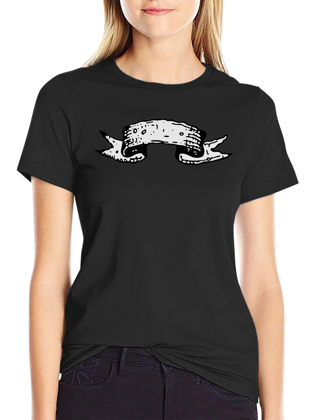 Mens Black T-Shirt with Graphic Banner Design