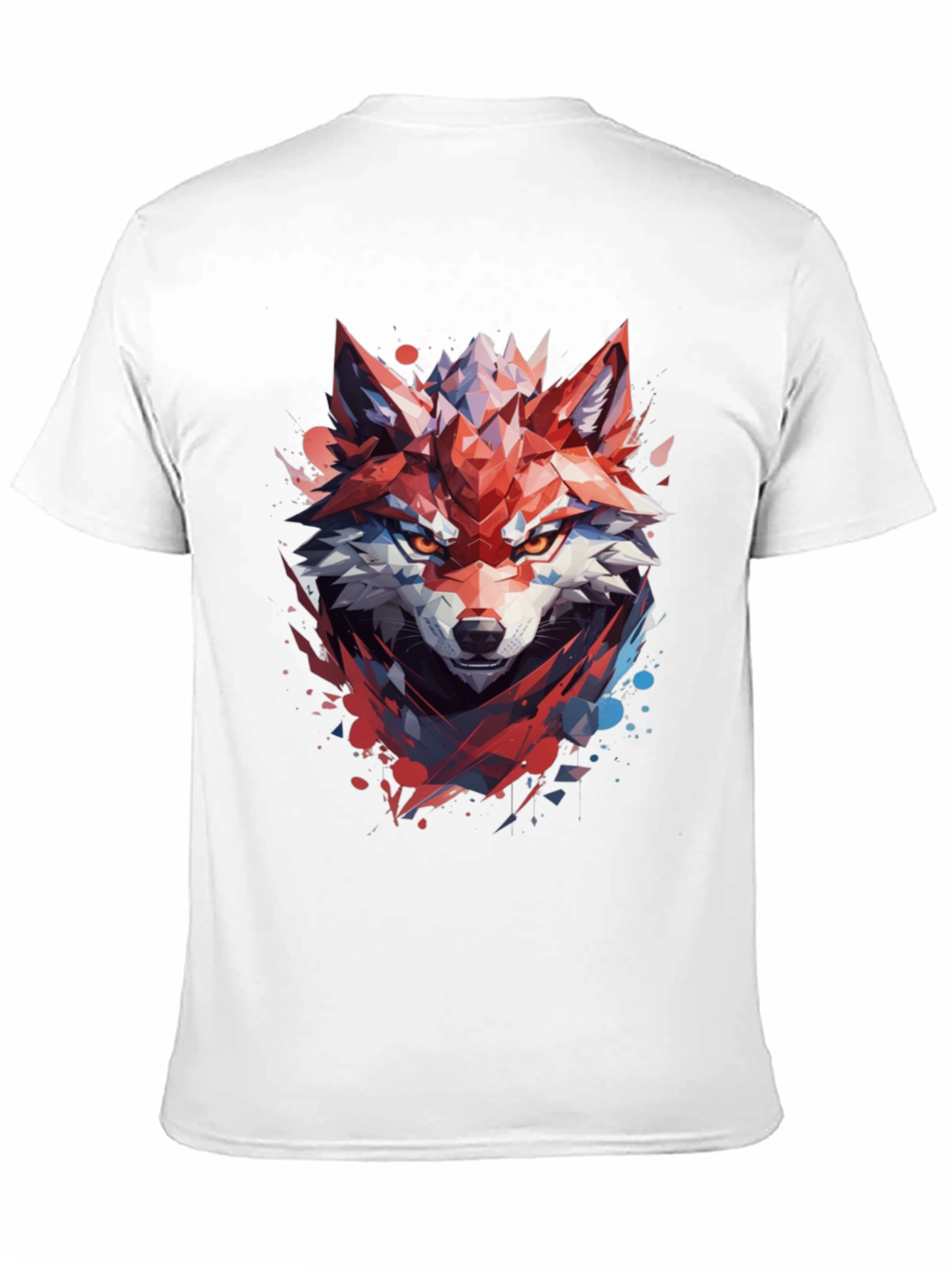 Geometric Wolf Graphic Black T-Shirt