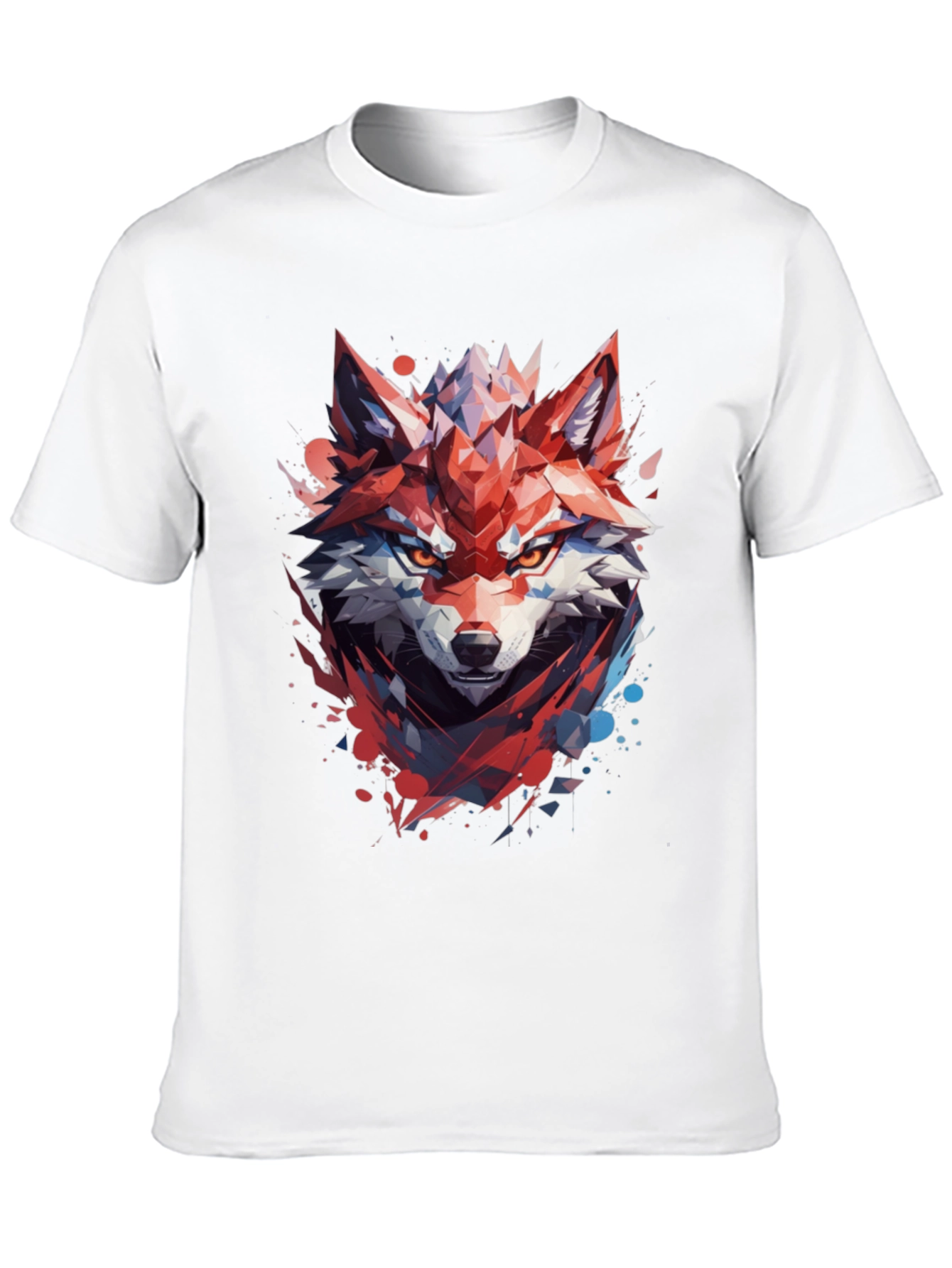 Geometric Wolf Graphic Black T-Shirt