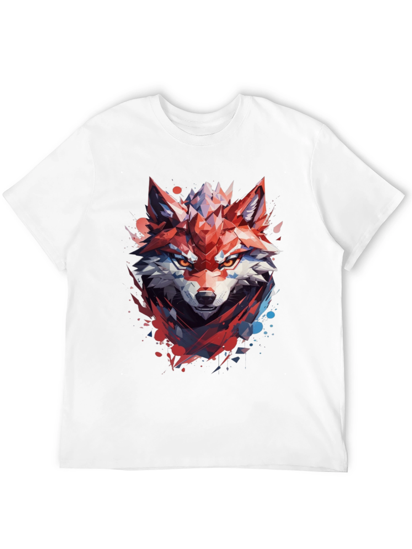 Geometric Wolf Graphic Black T-Shirt