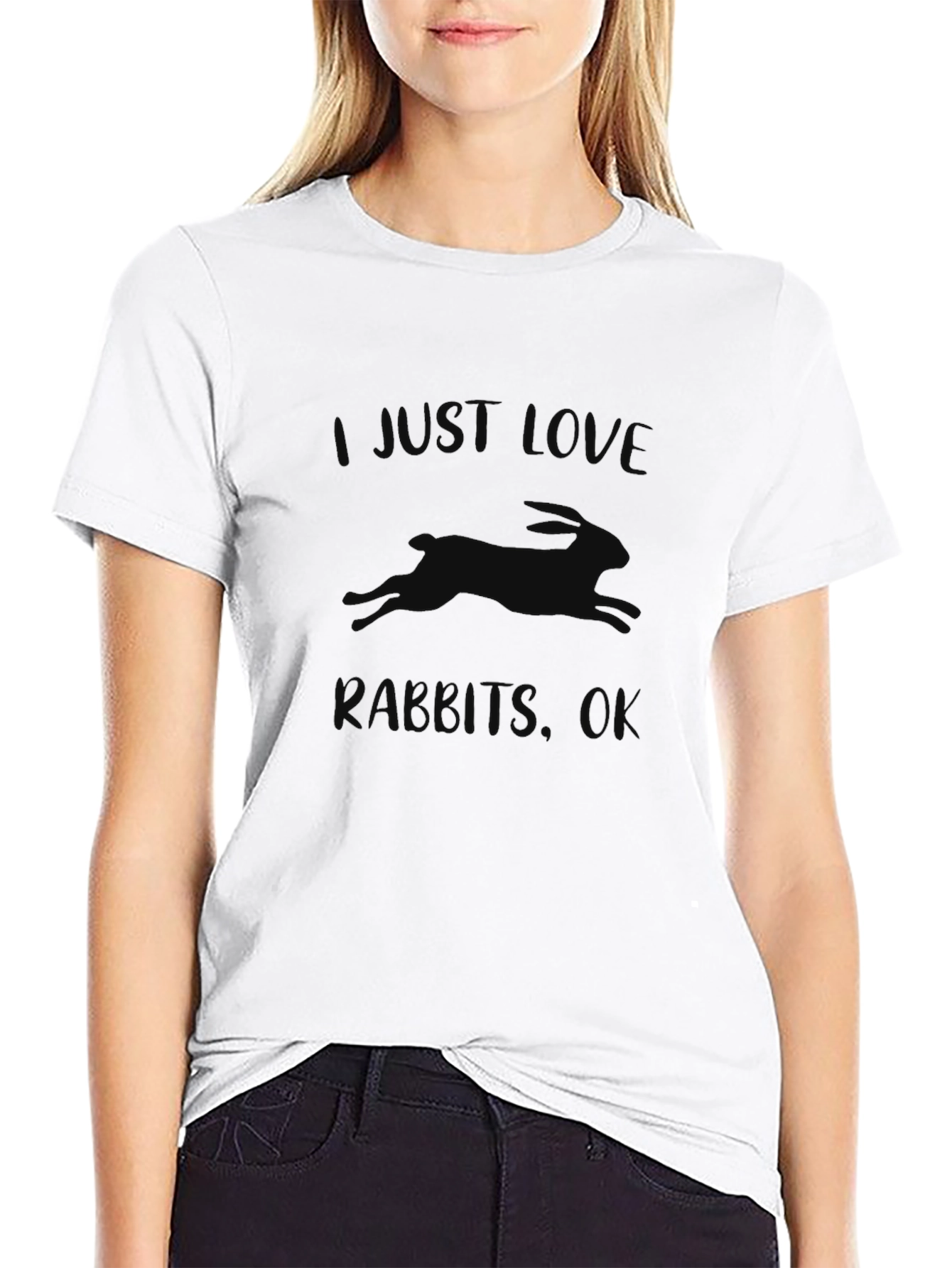 I Just Love Rabbits T-Shirt - Black Graphic Tee