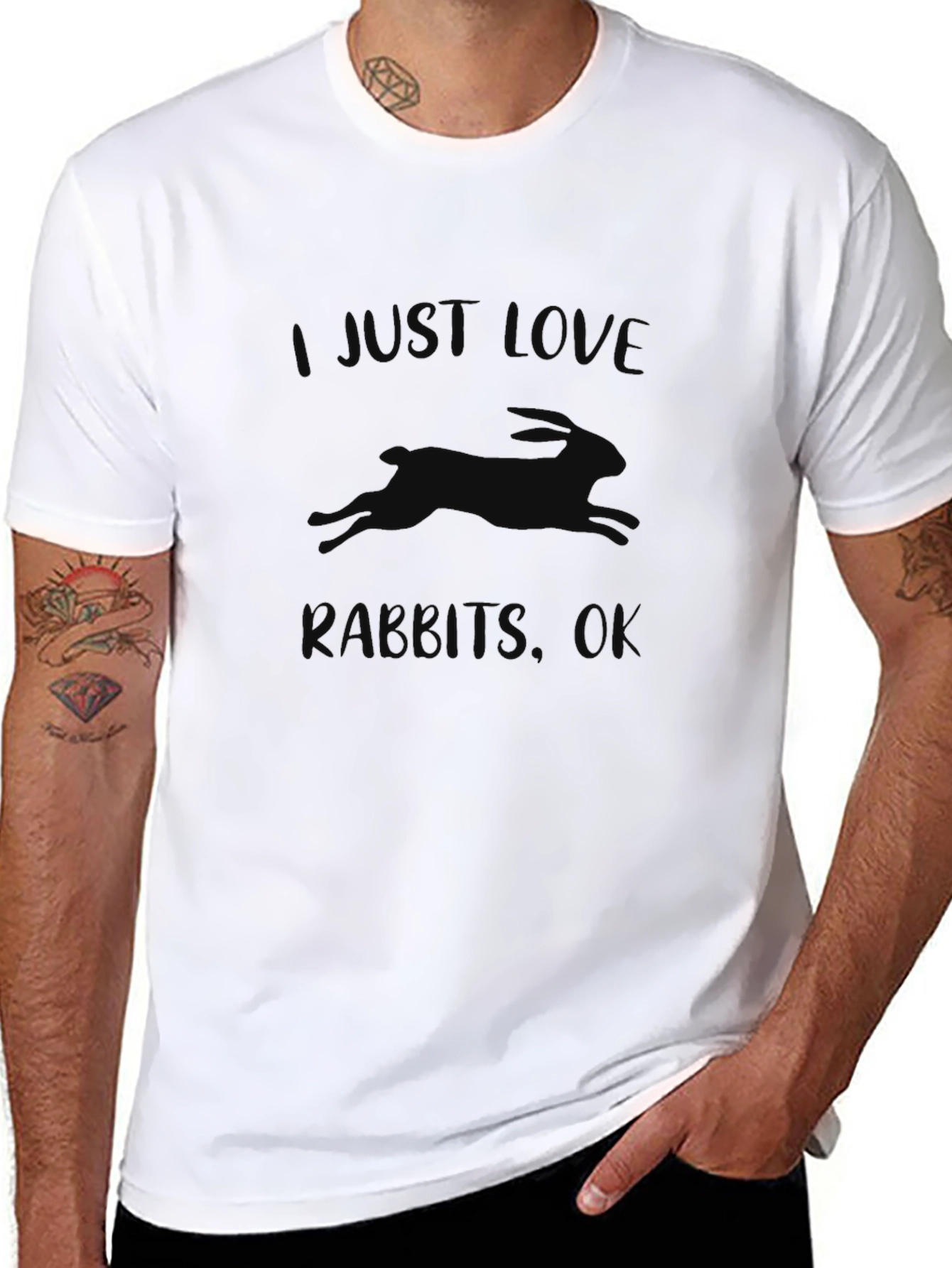 I Just Love Rabbits T-Shirt - Black Graphic Tee