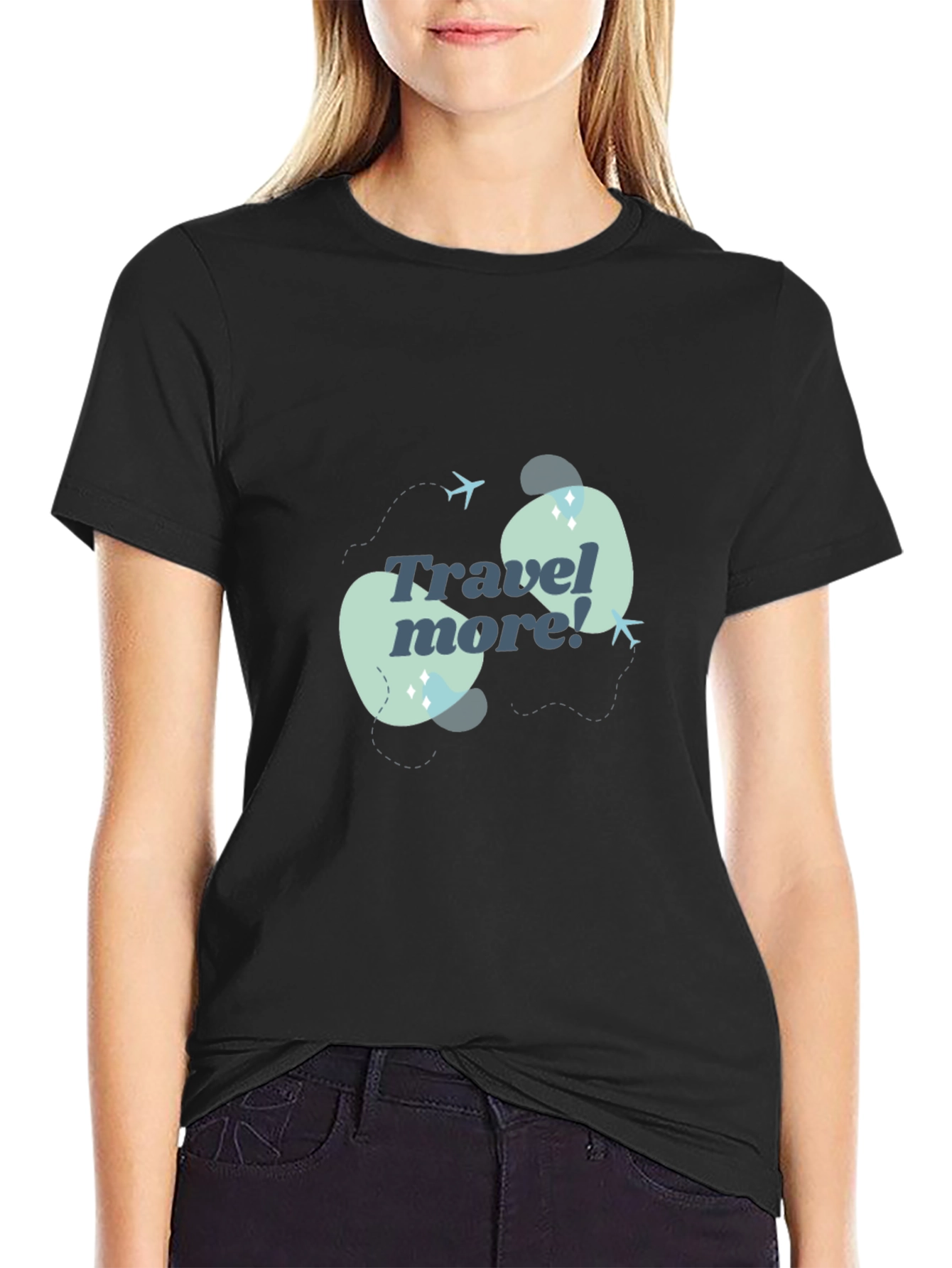 Travel More Graphic T-Shirt - Black Cotton Tee