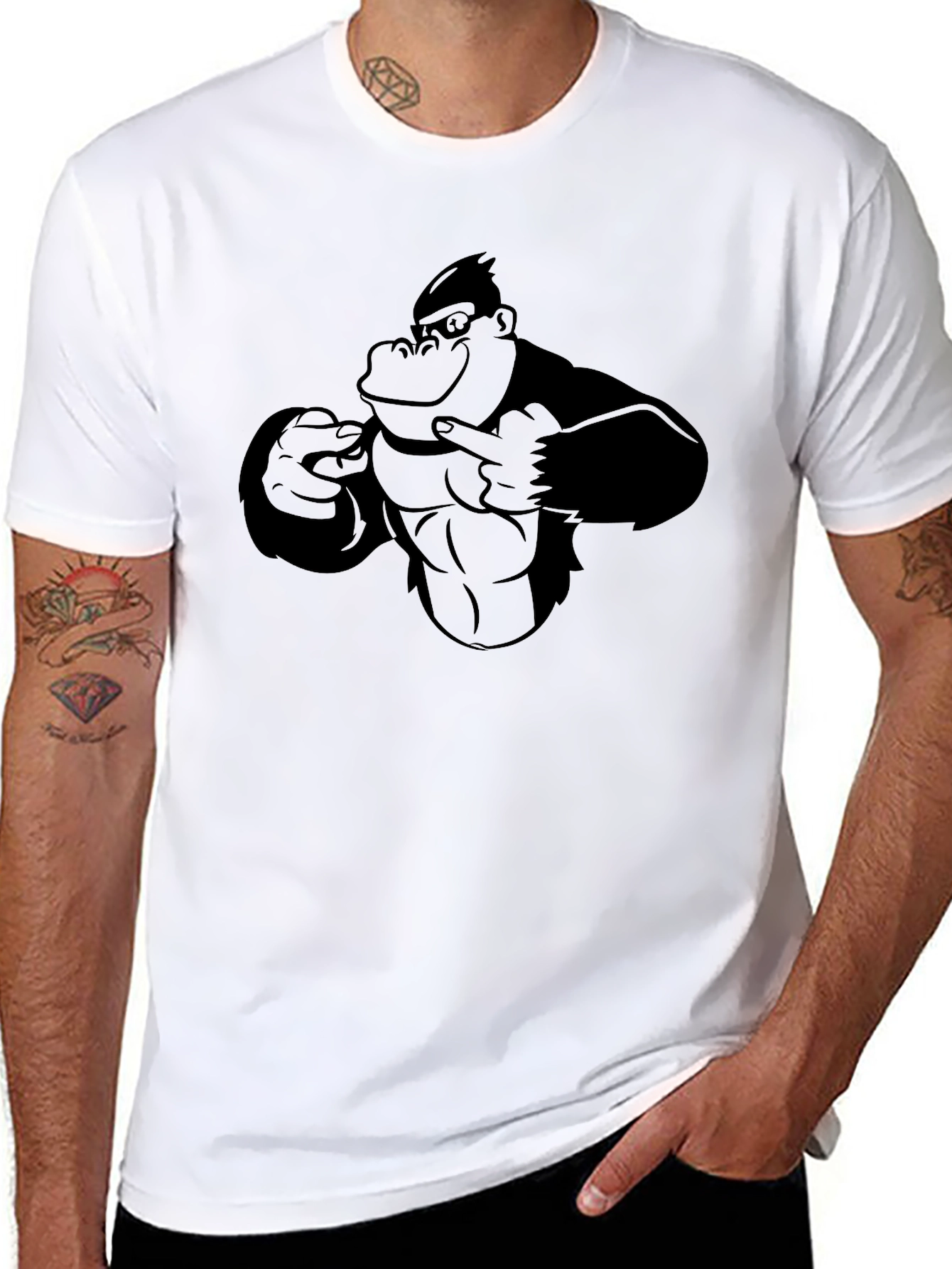 Gorilla Graphic Black T-Shirt - Mens Cool Tee