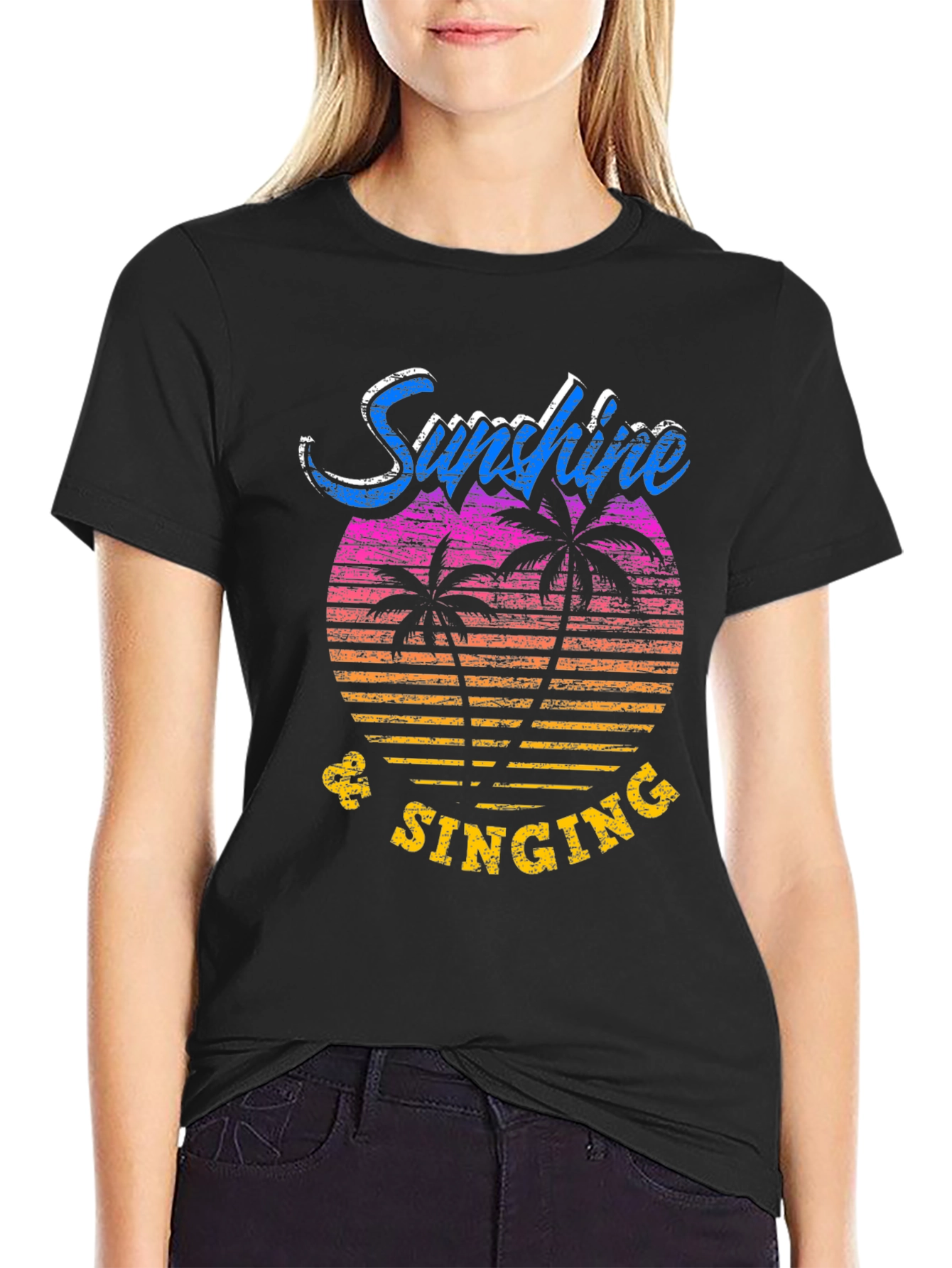 Sunshine & Singing Black Graphic T-Shirt