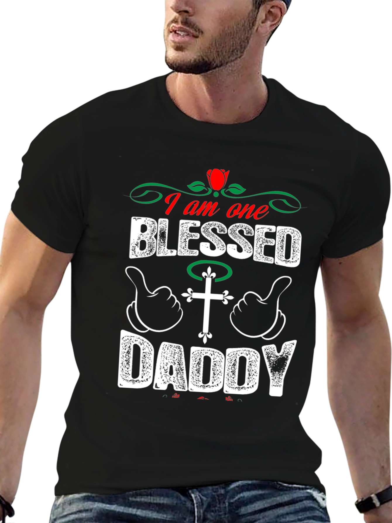 Blessed Daddy Graphic T-Shirt - Black