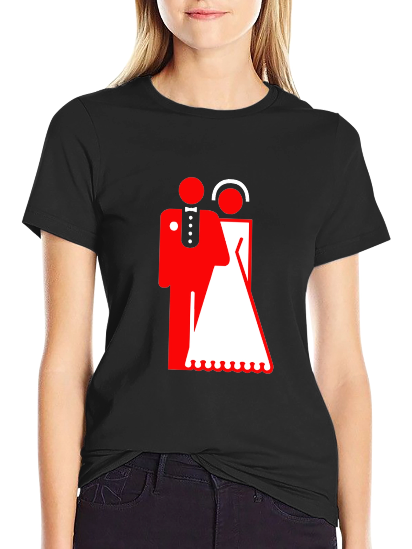 Bride & Groom Graphic Tee - Black Cotton Blend