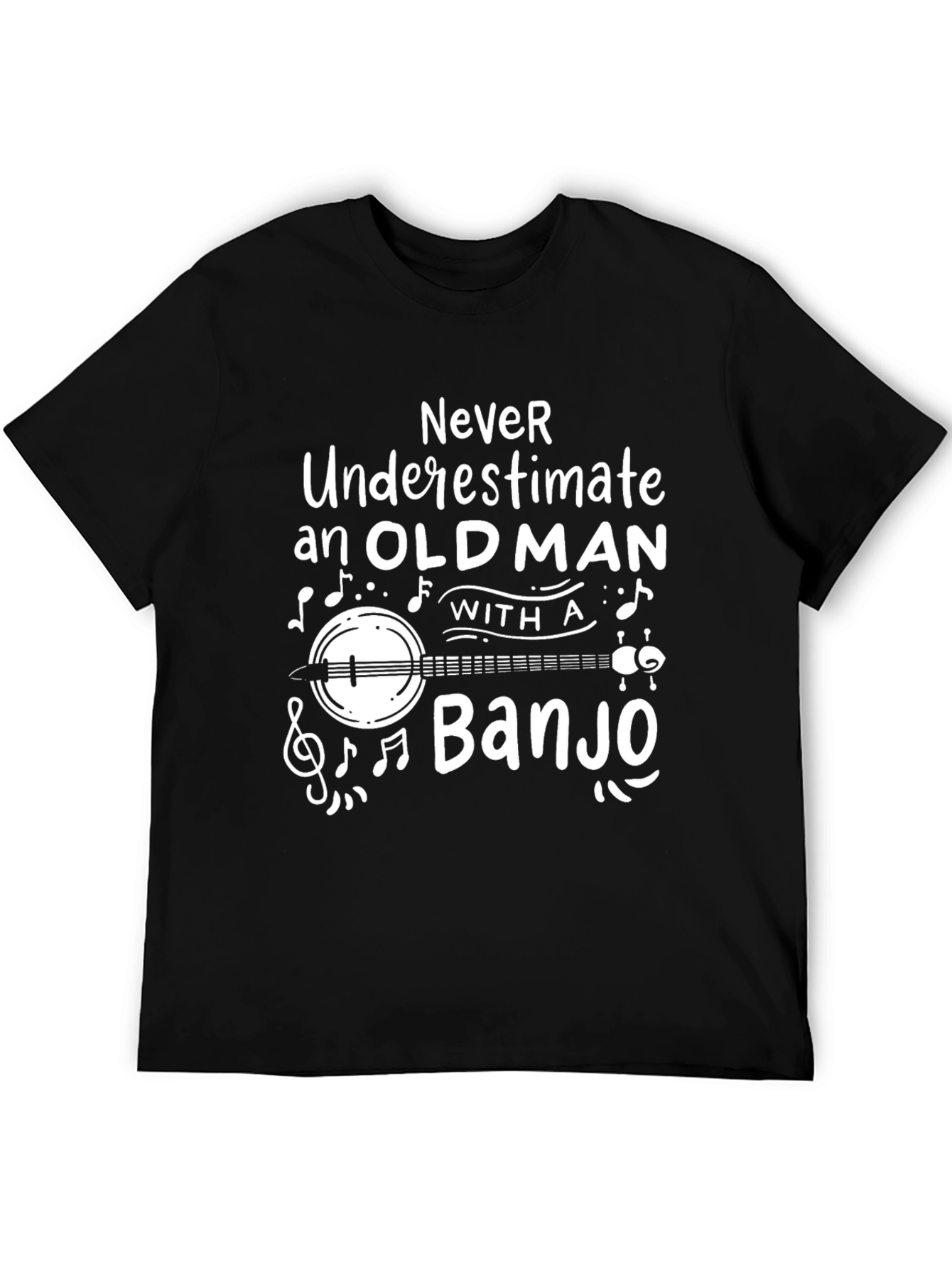 Never Underestimate Old Man with Banjo T-Shirt
