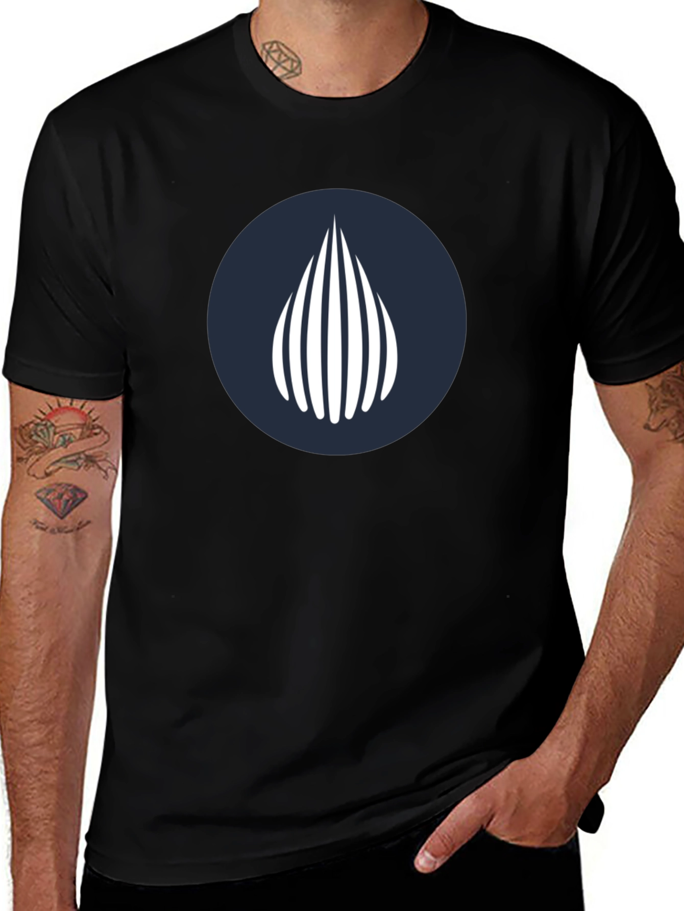 Modern Graphic Tee - Geometric Waterdrop Design