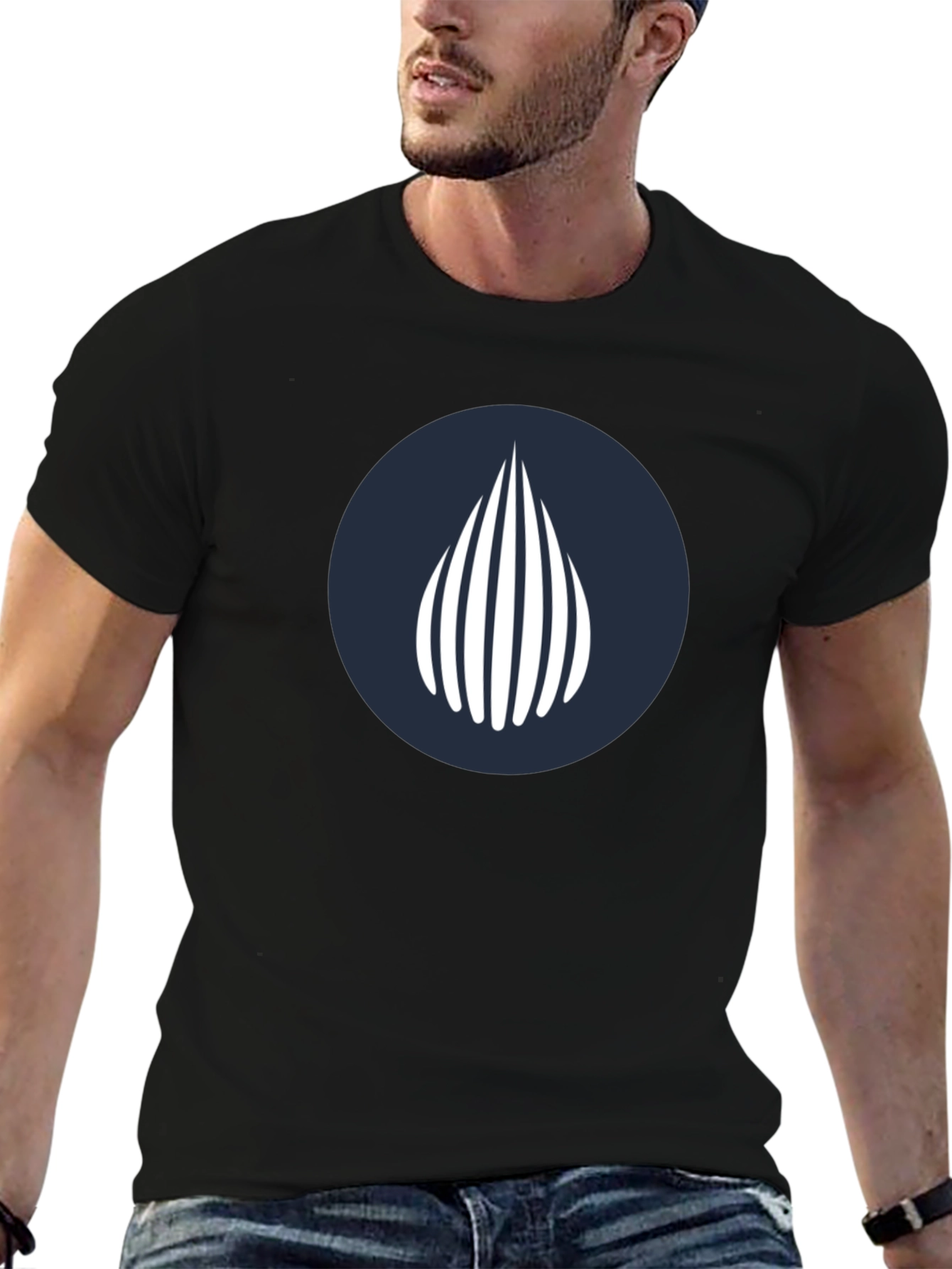 Modern Graphic Tee - Geometric Waterdrop Design