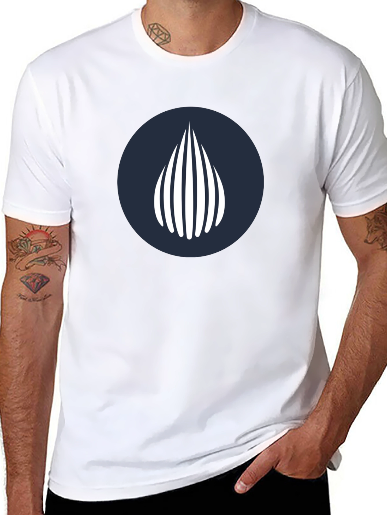 Modern Graphic Tee - Geometric Waterdrop Design