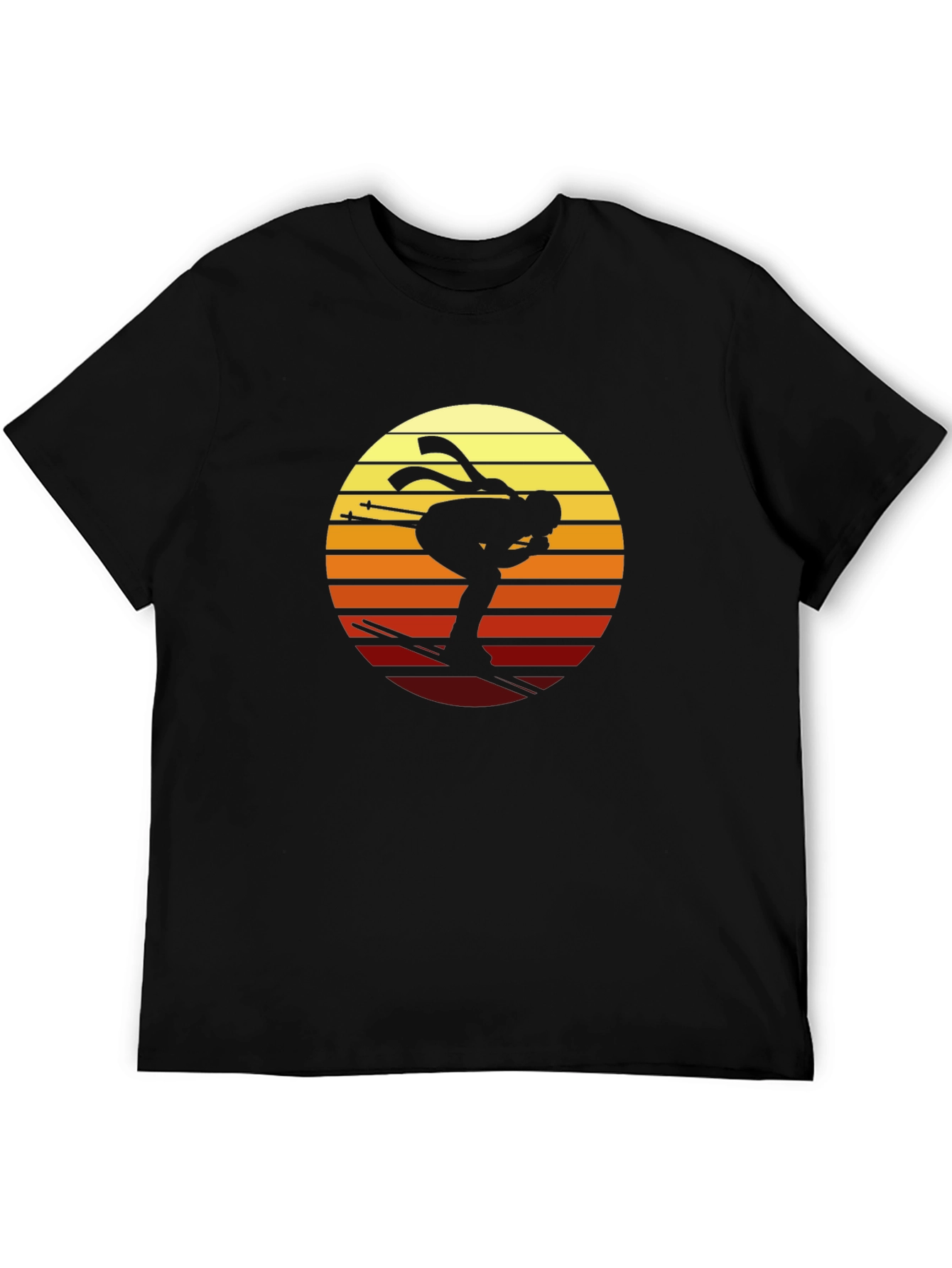 Retro Skier Graphic T-Shirt - Black
