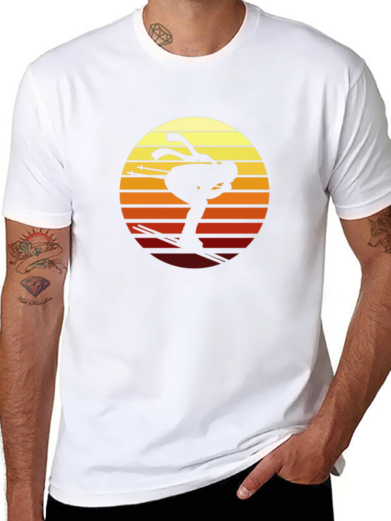 Retro Skier Graphic T-Shirt - Black