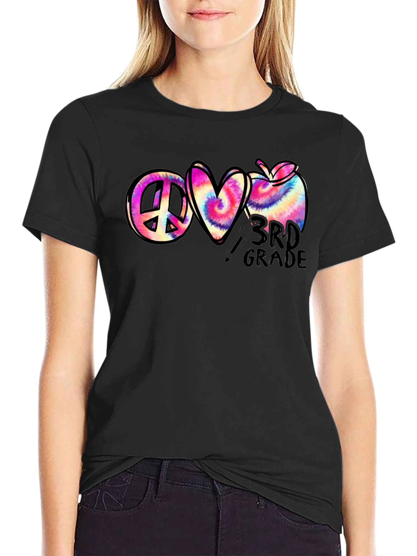 Peace Love 3rd Grade Tie-Dye T-Shirt
