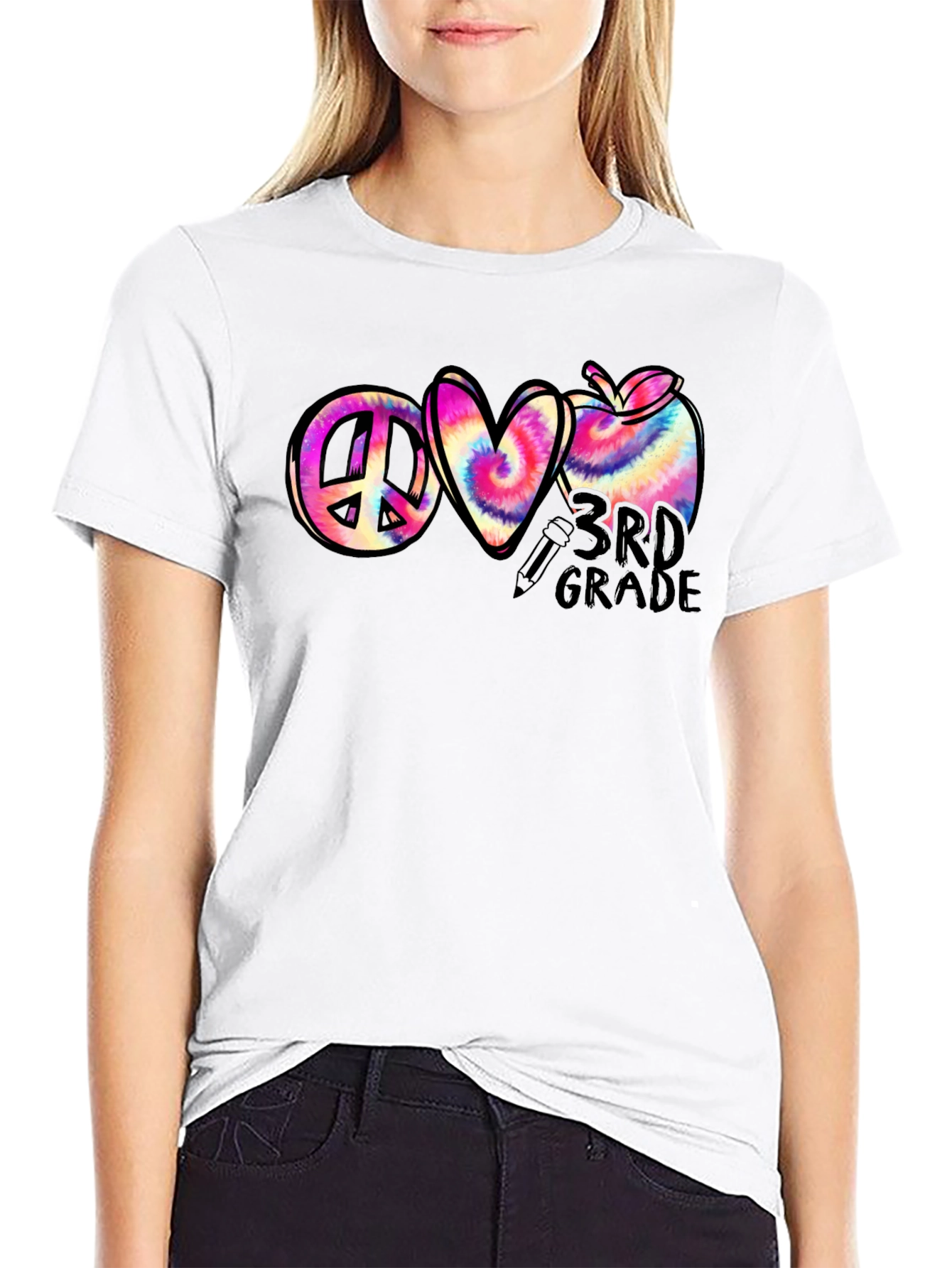 Peace Love 3rd Grade Tie-Dye T-Shirt