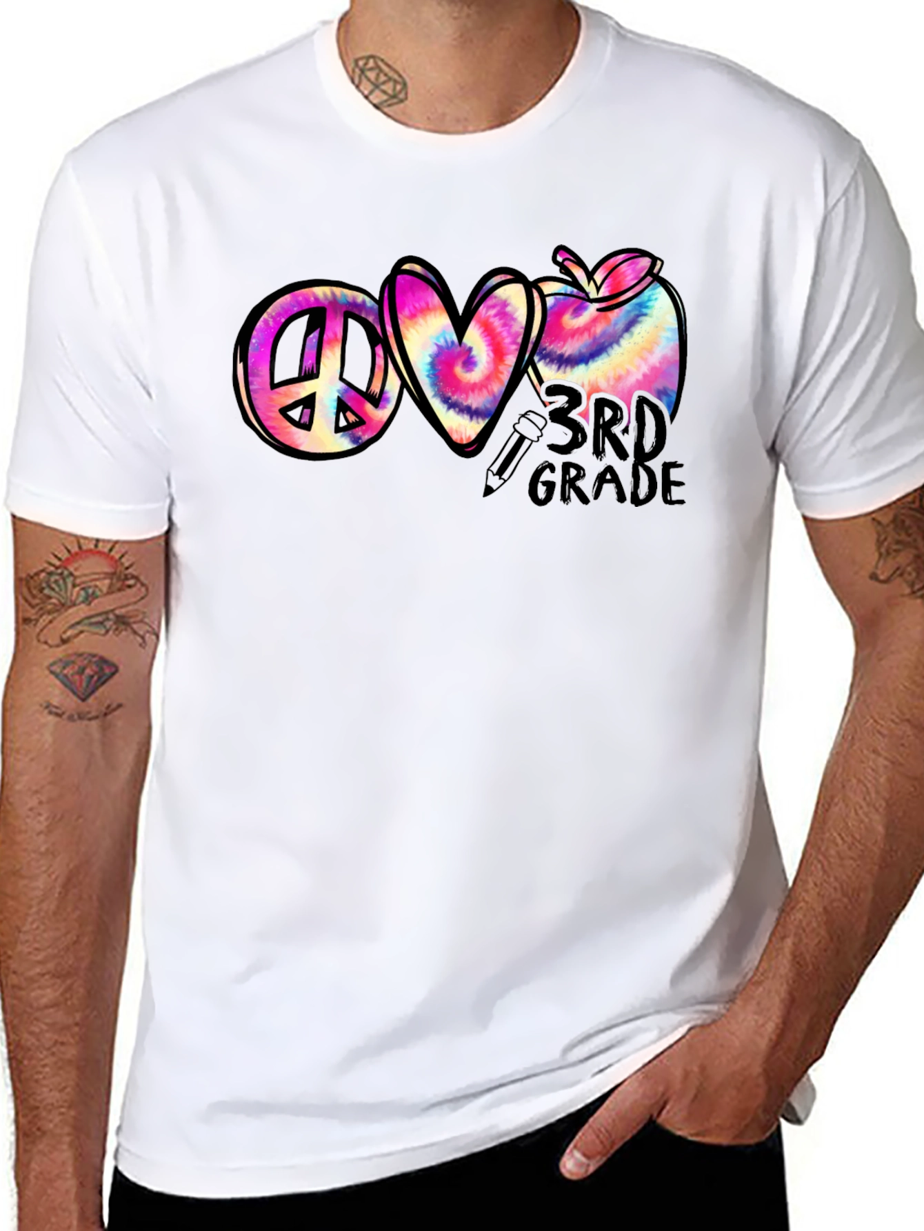 Peace Love 3rd Grade Tie-Dye T-Shirt