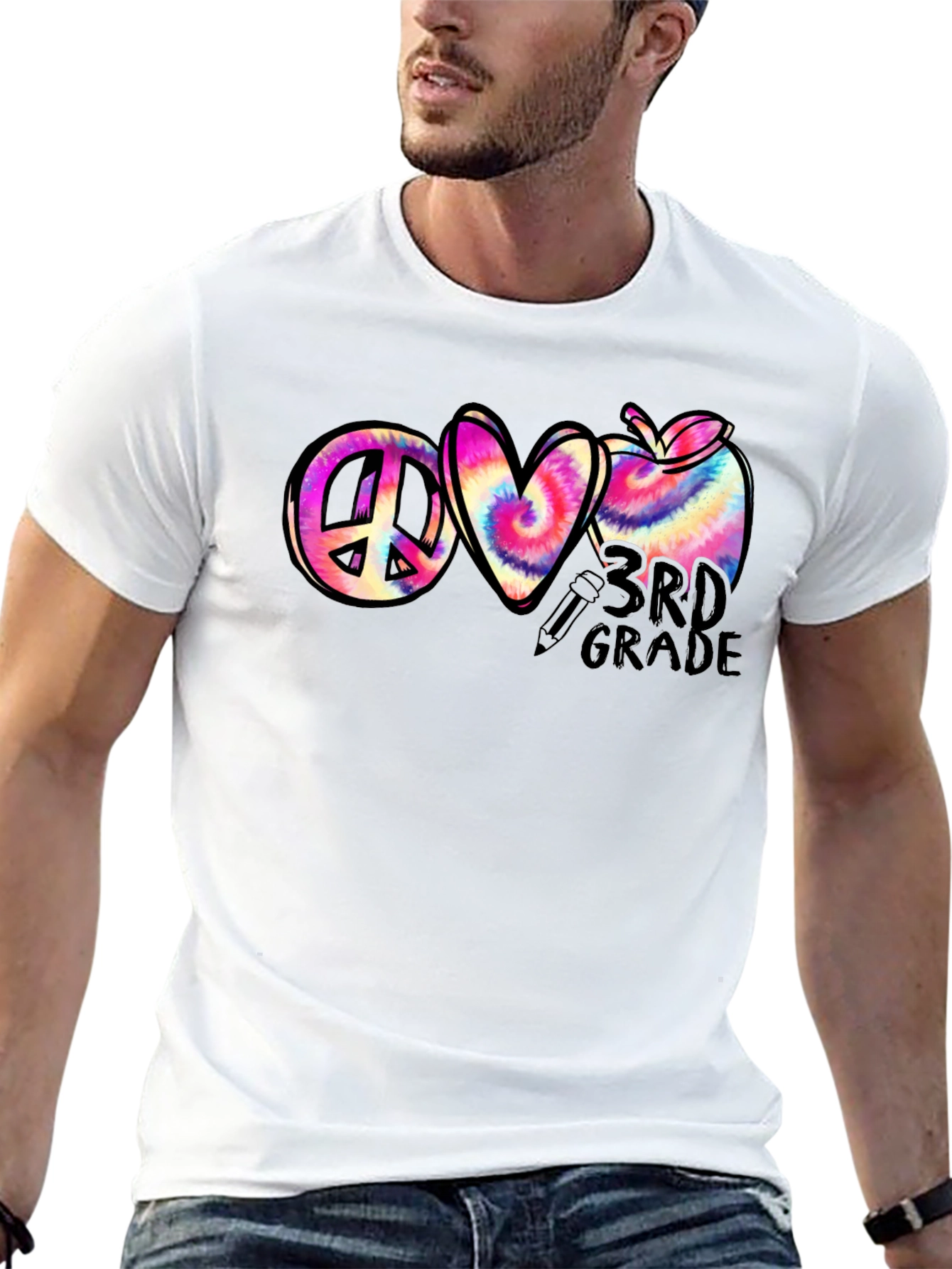 Peace Love 3rd Grade Tie-Dye T-Shirt