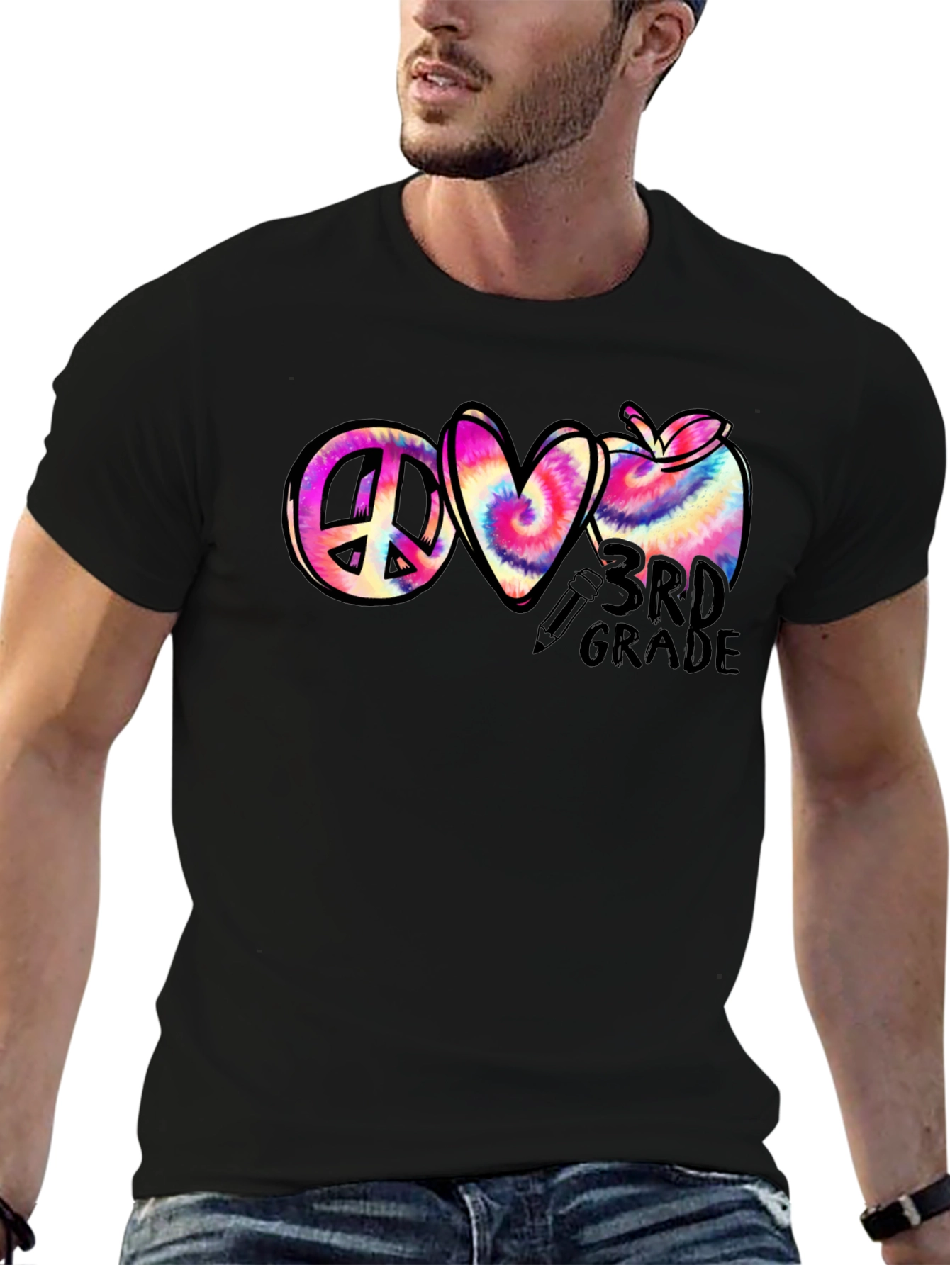 Peace Love 3rd Grade Tie-Dye T-Shirt