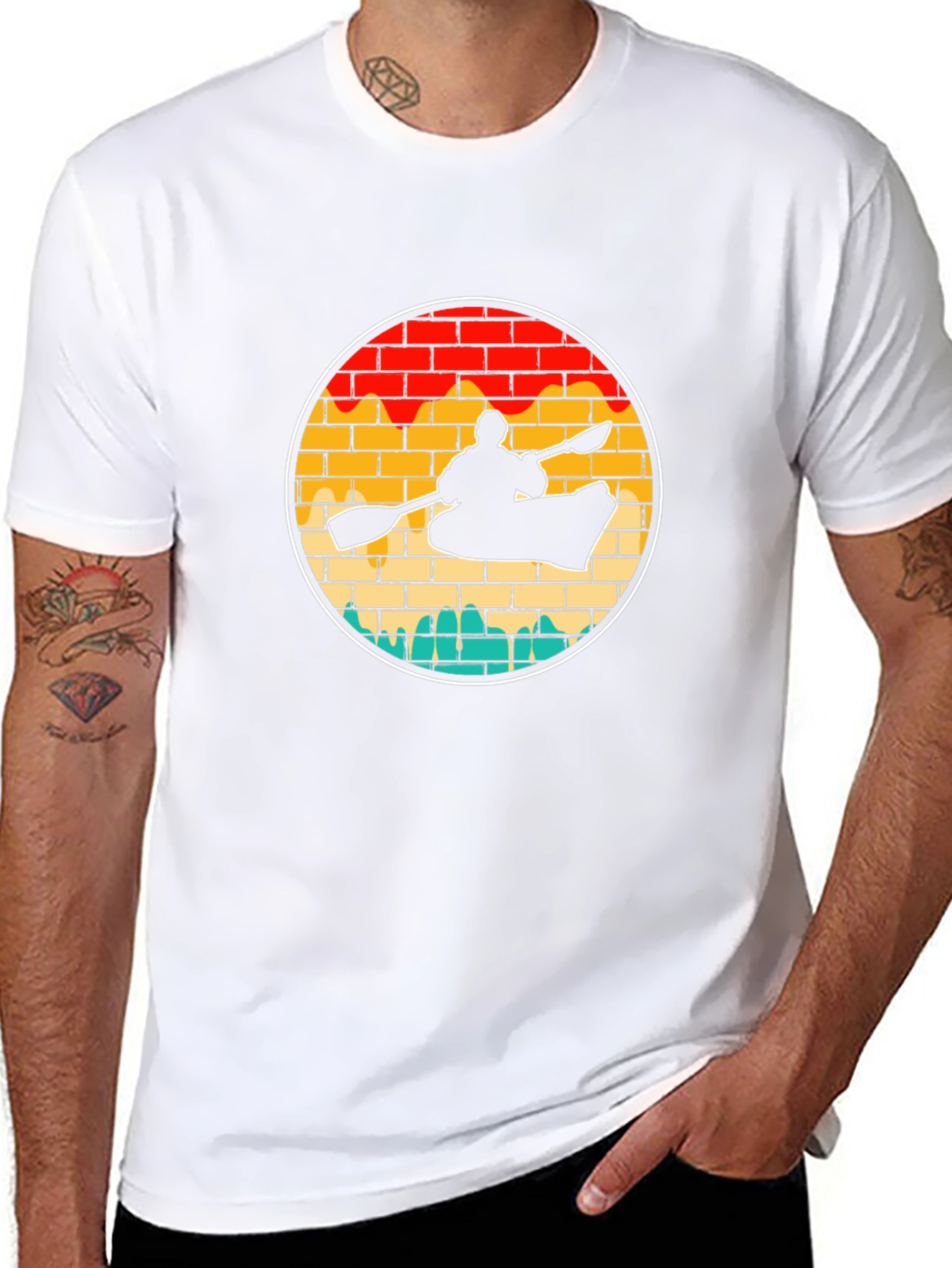 Kayaking Sunset Retro T-Shirt