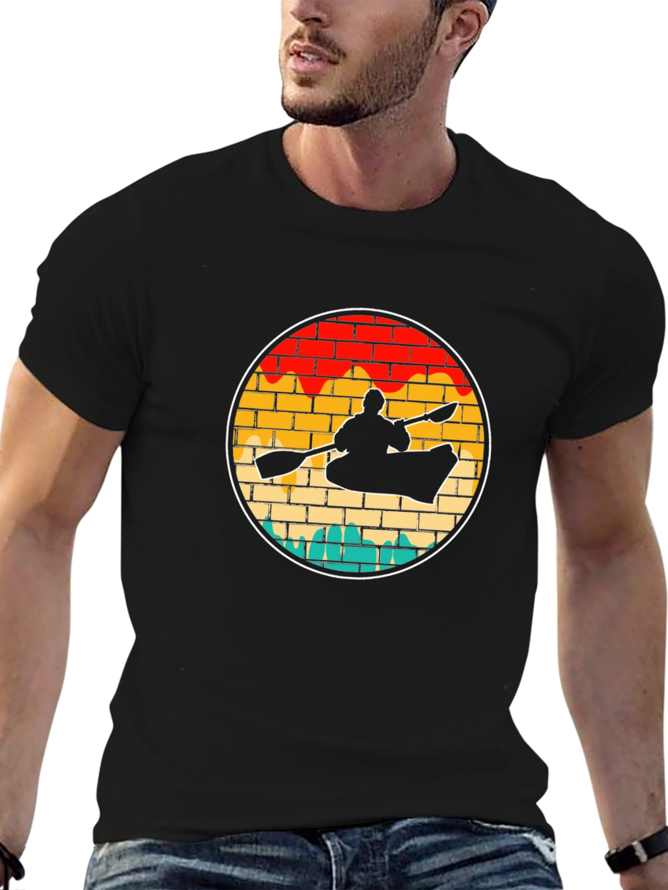 Kayaking Sunset Retro T-Shirt
