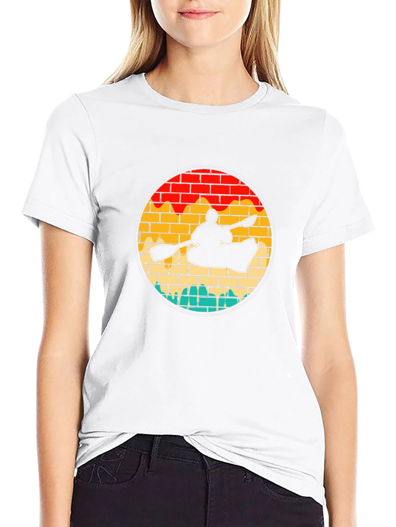 Kayaking Sunset Retro T-Shirt