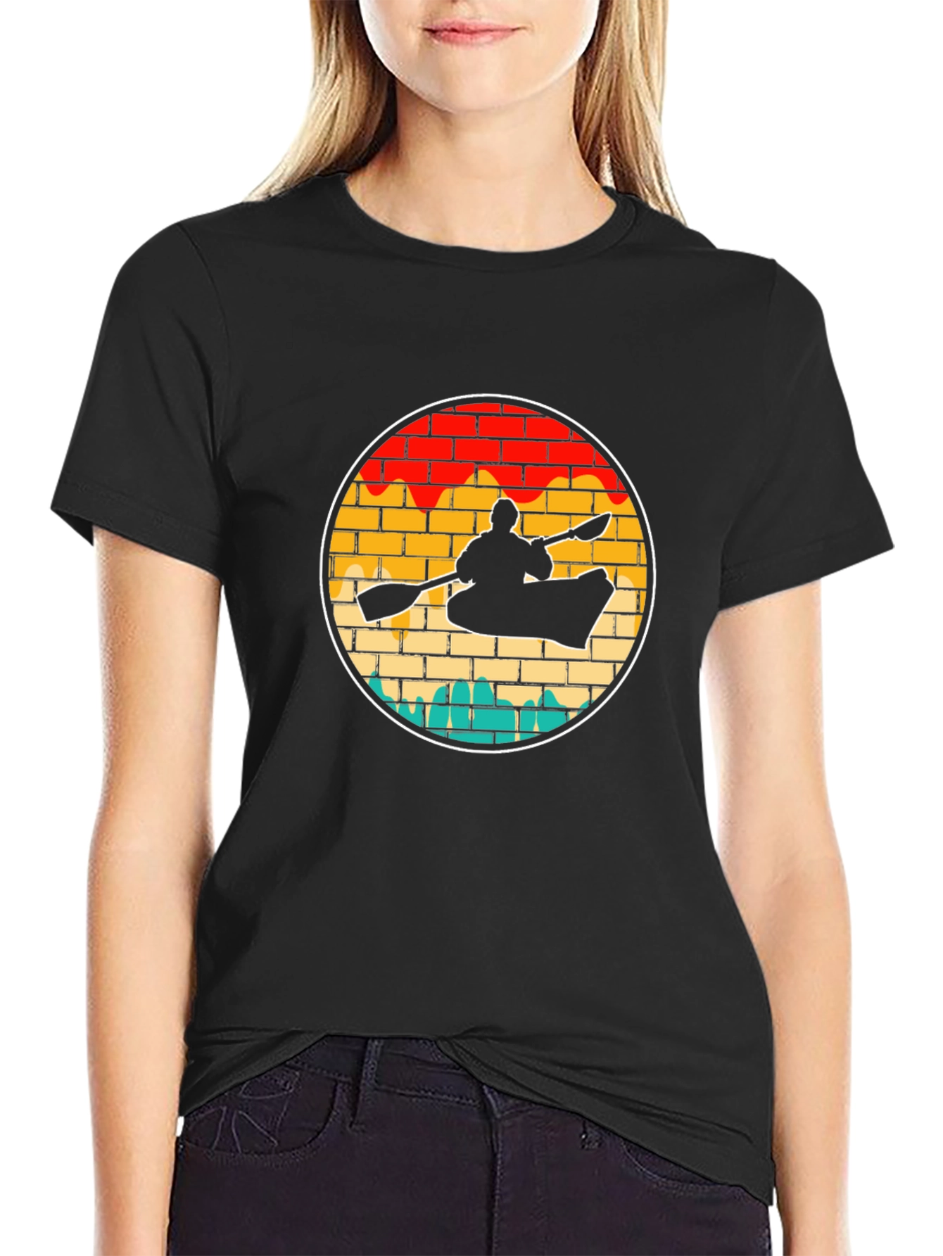 Kayaking Sunset Retro T-Shirt