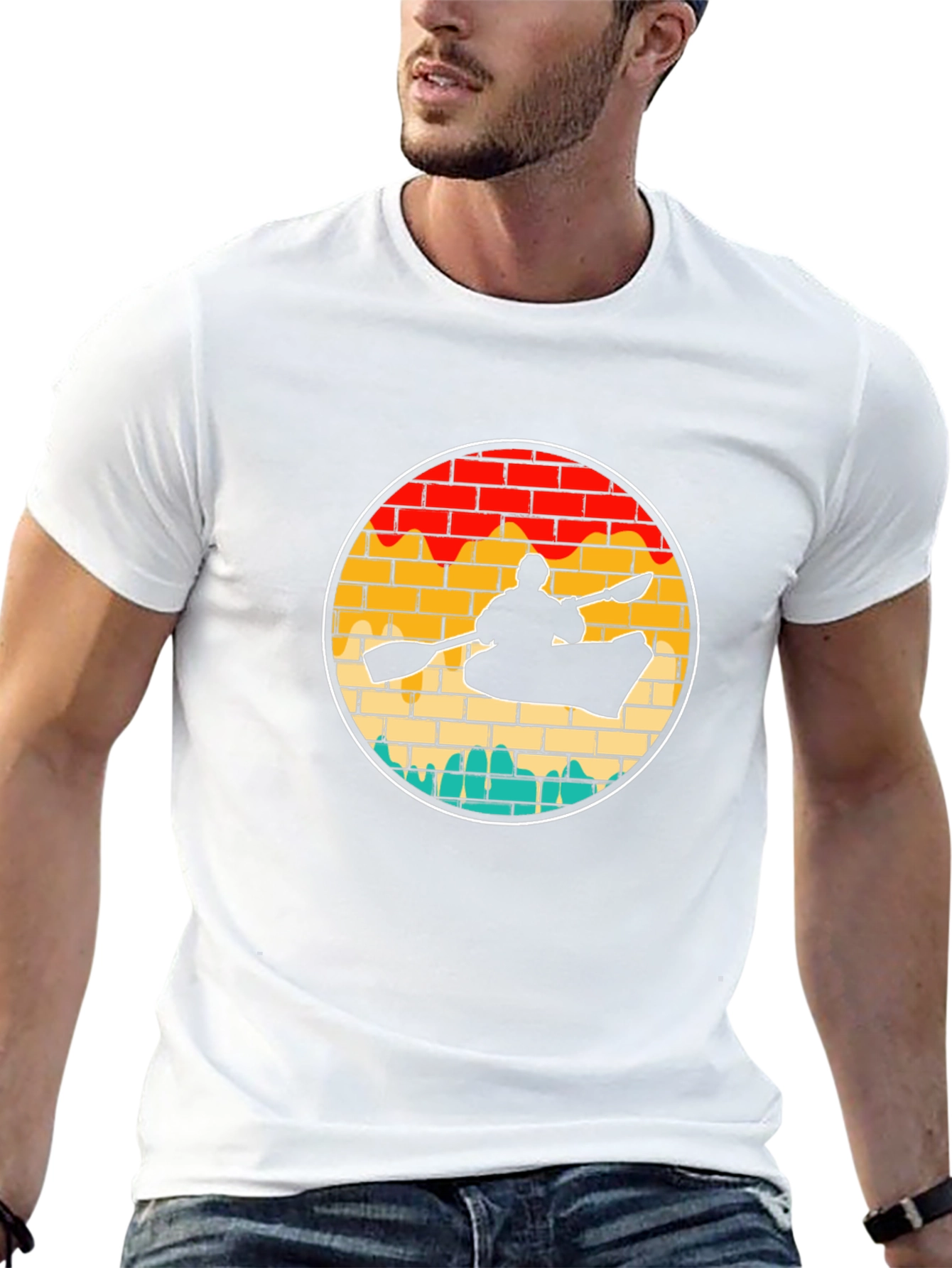 Kayaking Sunset Retro T-Shirt
