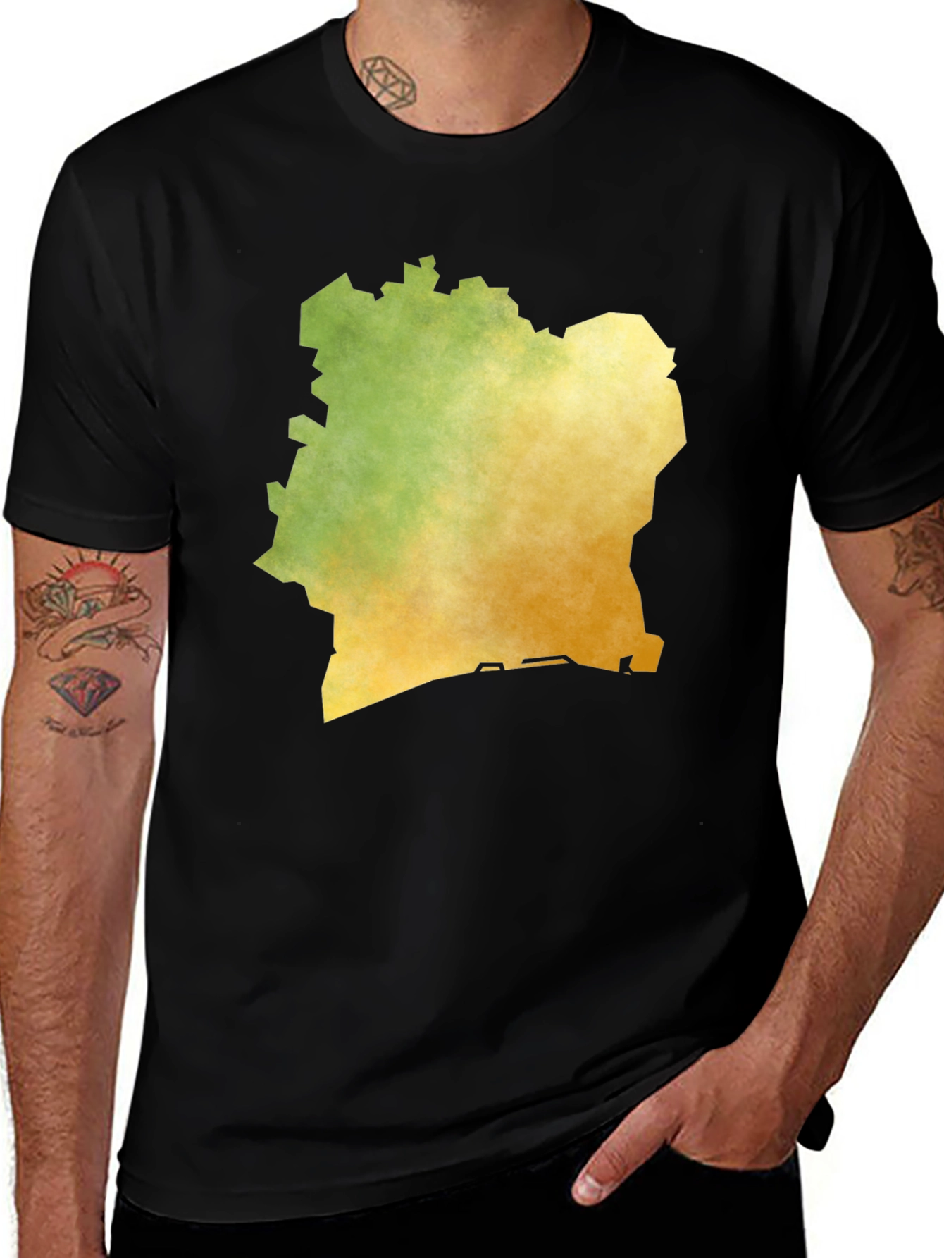 Ivory Coast Map T-Shirt - Black Graphic Tee