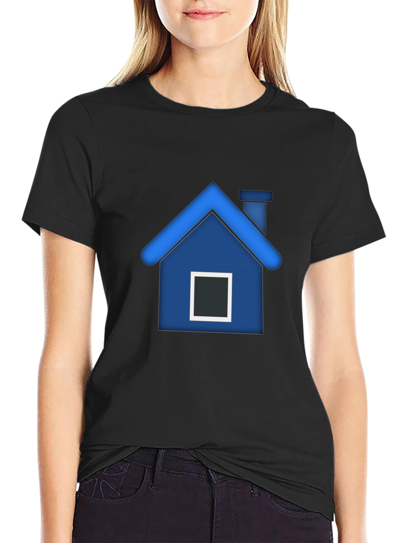 Blue House Graphic T-Shirt - Stylish Comfort