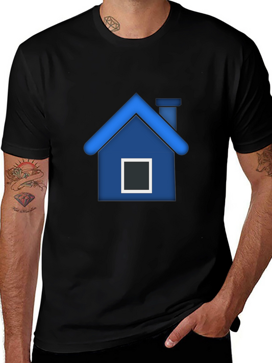 Blue House Graphic T-Shirt - Stylish Comfort